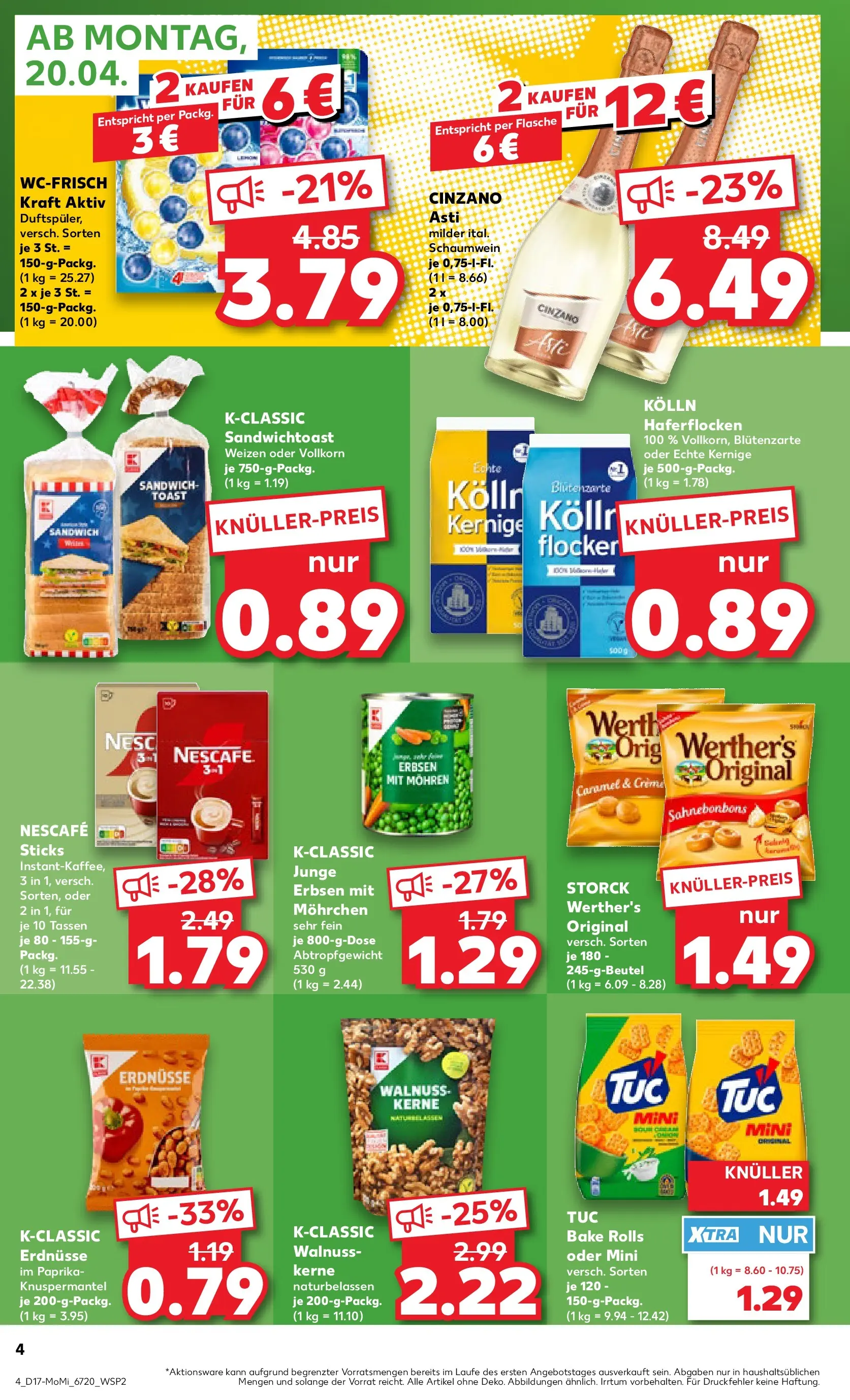 Prospekt Kaufland ab 20.04.2026 » Angebote Online zum Blättern | Seite: 4 | Produkte: Nescafe, Erdnüsse, Kolln, Toast