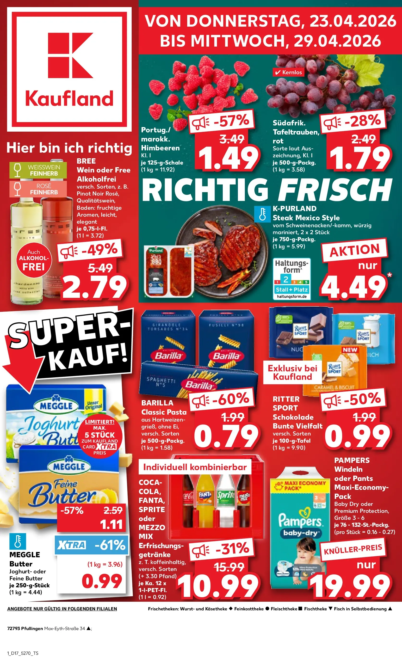 Prospekt Kaufland ab 20.04.2026 » Angebote Online zum Blättern | Seite: 13 | Produkte: Barilla, Wurst, Oder mezzo mix, Wein