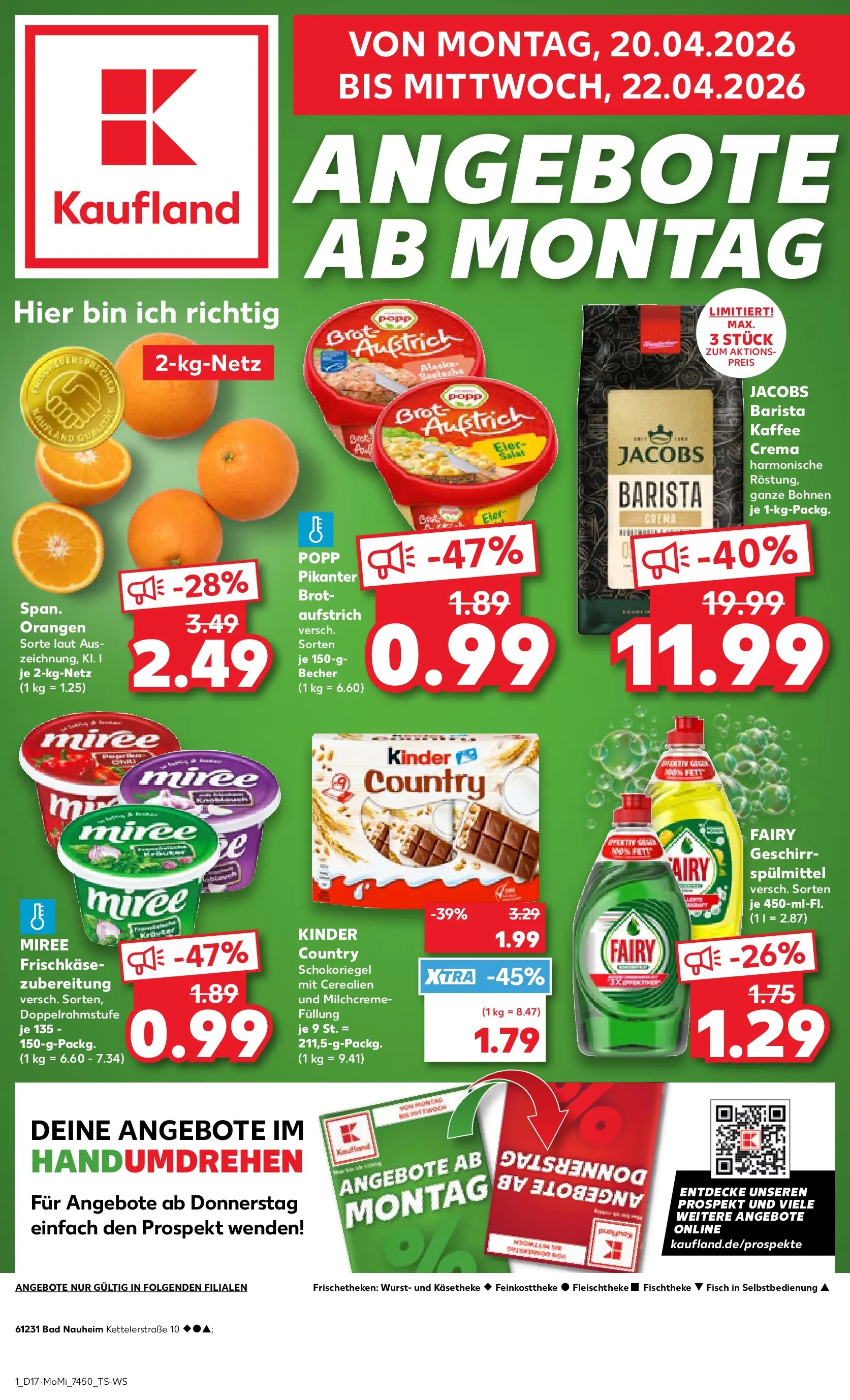 Prospekt Kaufland ab 20.04.2026 » Angebote Online zum Blättern | Seite: 1 | Produkte: Bad, Fisch, Wurst, Kinder country