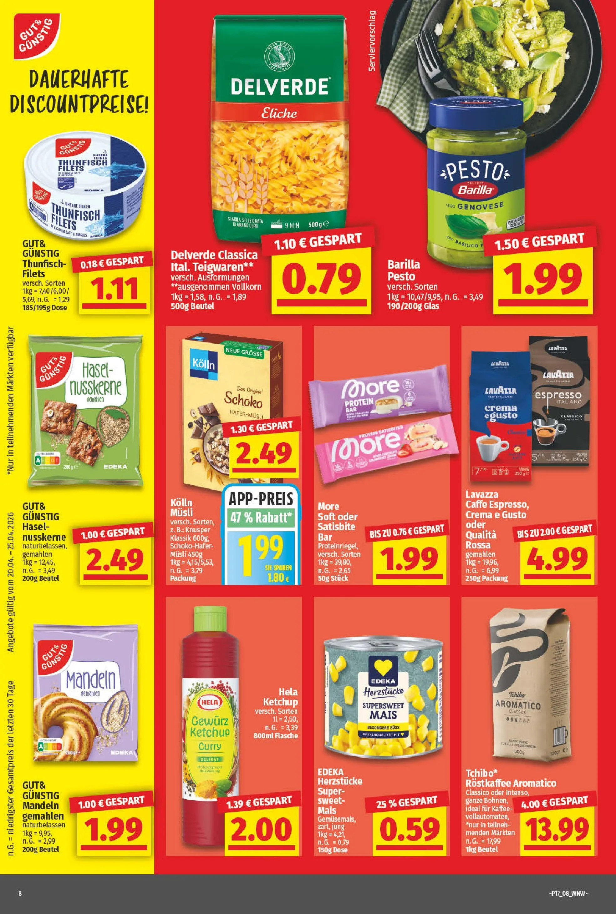 Angebote - nah & gut: Wochenangebote (ab 19.04.2026) zum Blättern | Seite: 8 | Produkte: Lavazza, Kolln, Mandeln, Ketchup