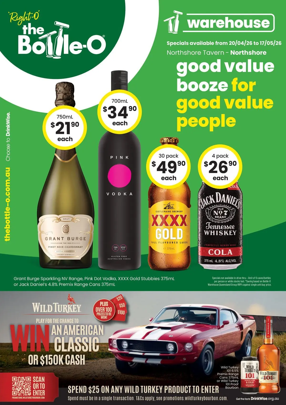 The Bottle-O catalogue Burdell  - 19/04/2026 > weekly / monthly specials | Page: 1 | Products: Bourbon, Vodka, Whiskey, Turkey