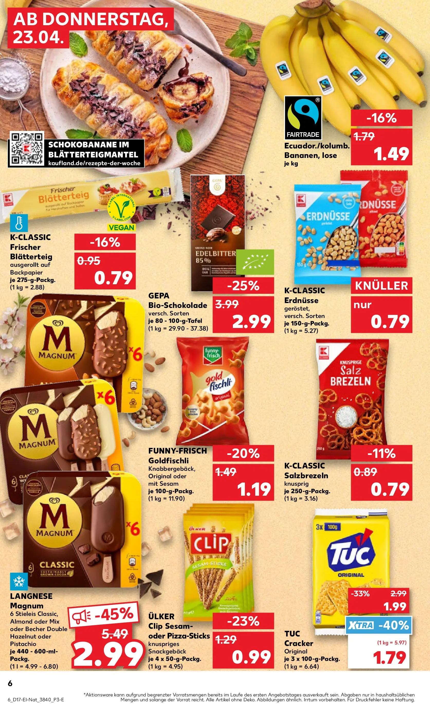 Prospekt Kaufland ab 22.04.2026 » Angebote Online zum Blättern | Seite: 6 | Produkte: Langnese, Erdnüsse, Salz, Pizza