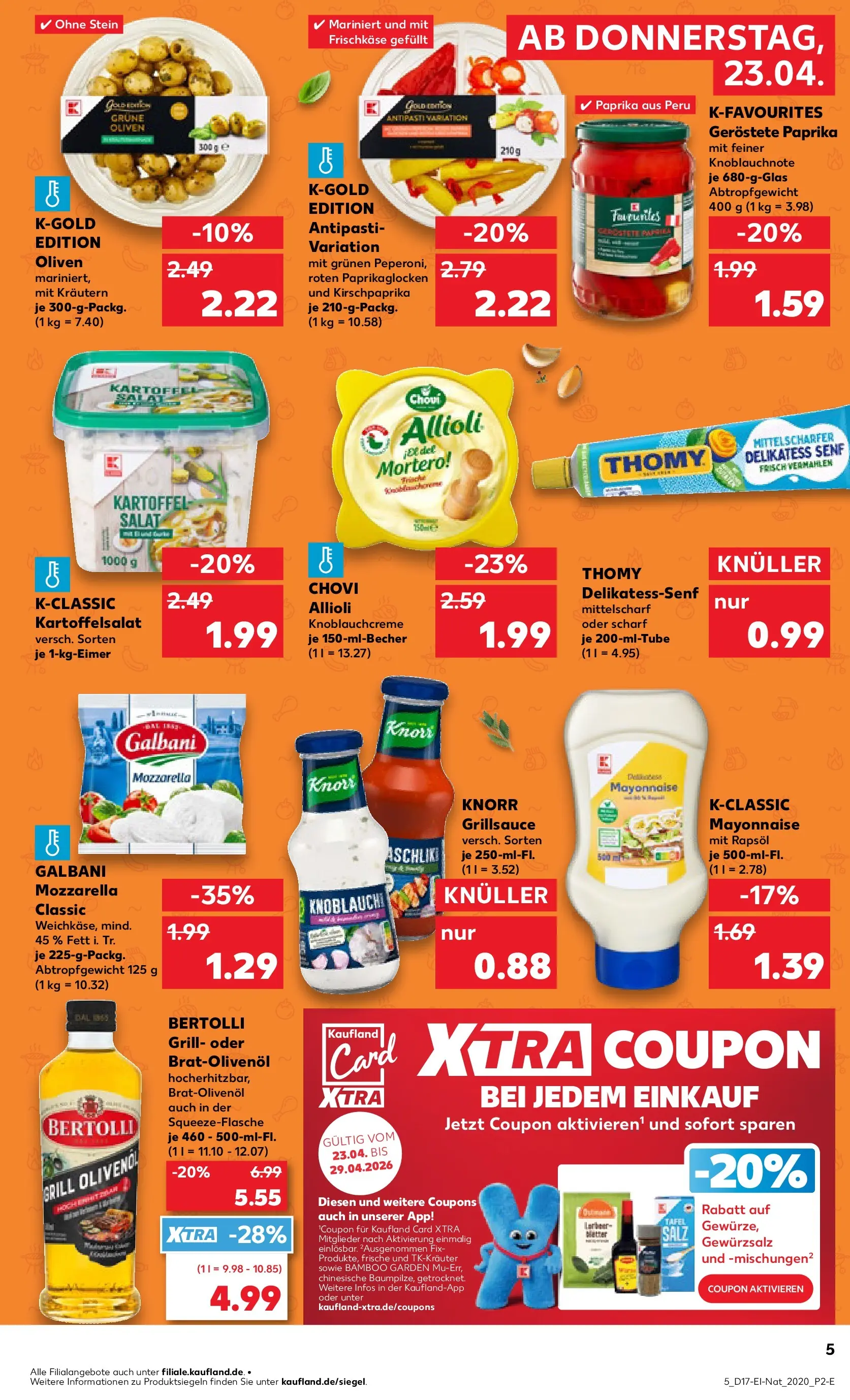Prospekt Kaufland ab 22.04.2026 » Angebote Online zum Blättern | Seite: 5 | Produkte: Grill, Olivenol, Mayonnaise, Frischkase