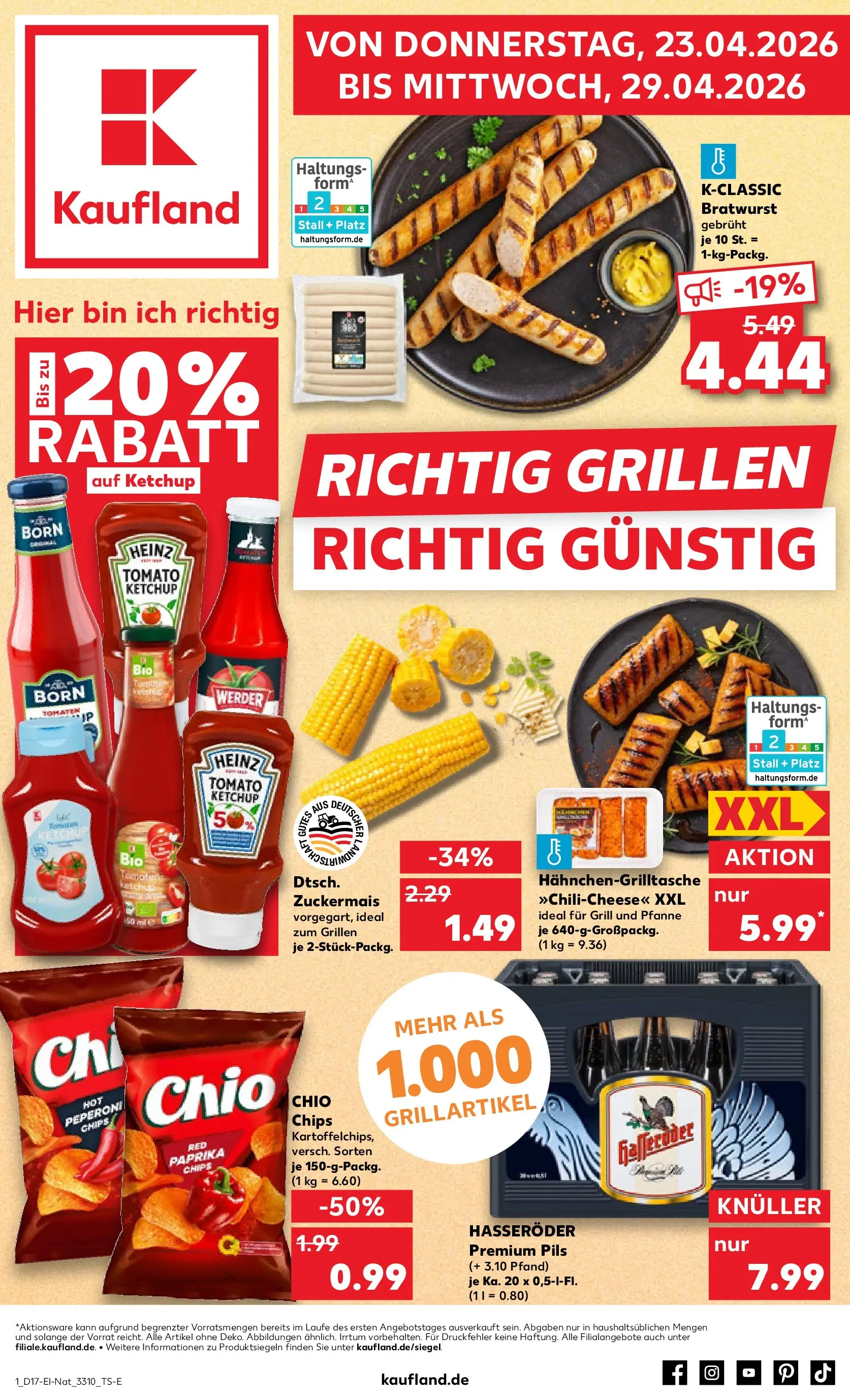 Prospekt Kaufland ab 22.04.2026 » Angebote Online zum Blättern | Seite: 1 | Produkte: Pils, Tomaten, Chips, Ketchup