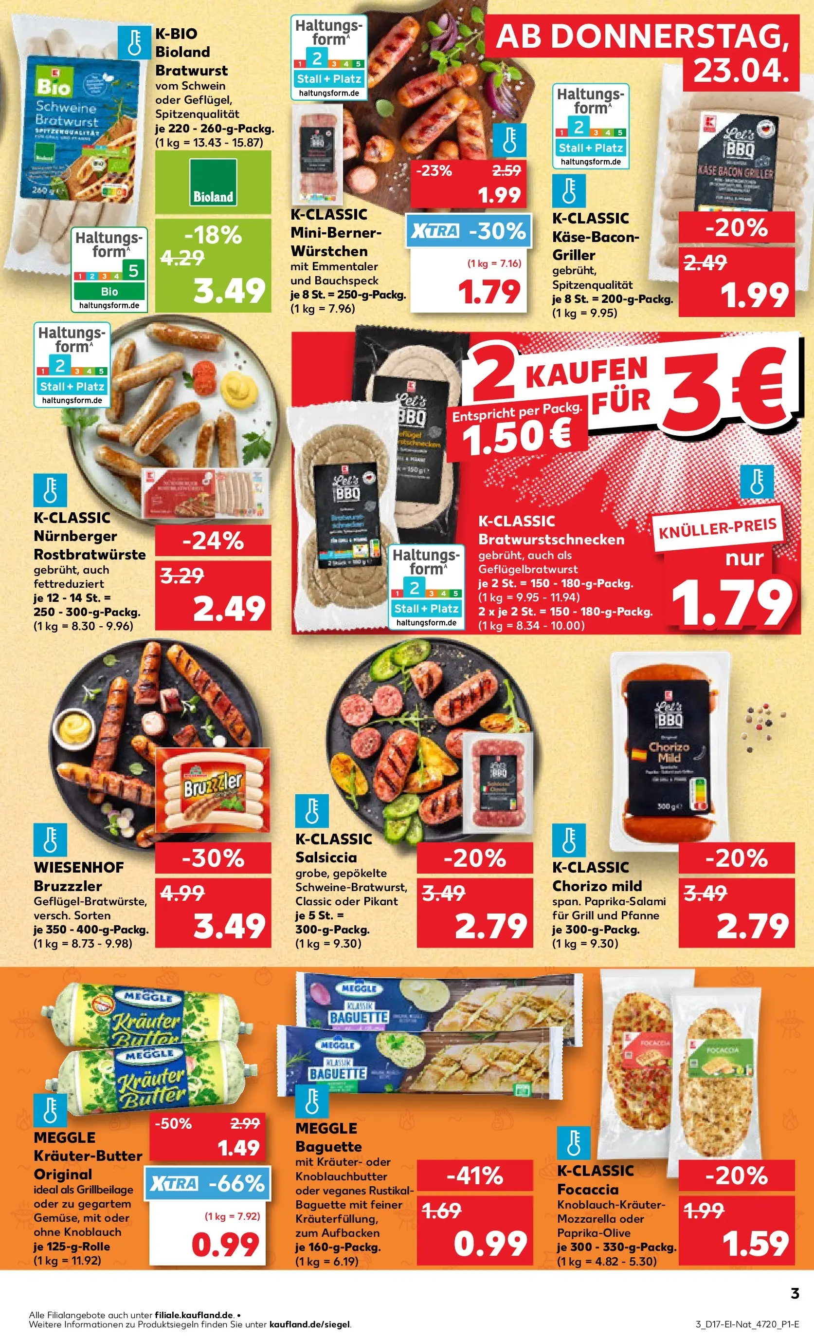 Prospekt Kaufland ab 22.04.2026 » Angebote Online zum Blättern | Seite: 3 | Produkte: Butter, Käse, Baguette, Griller