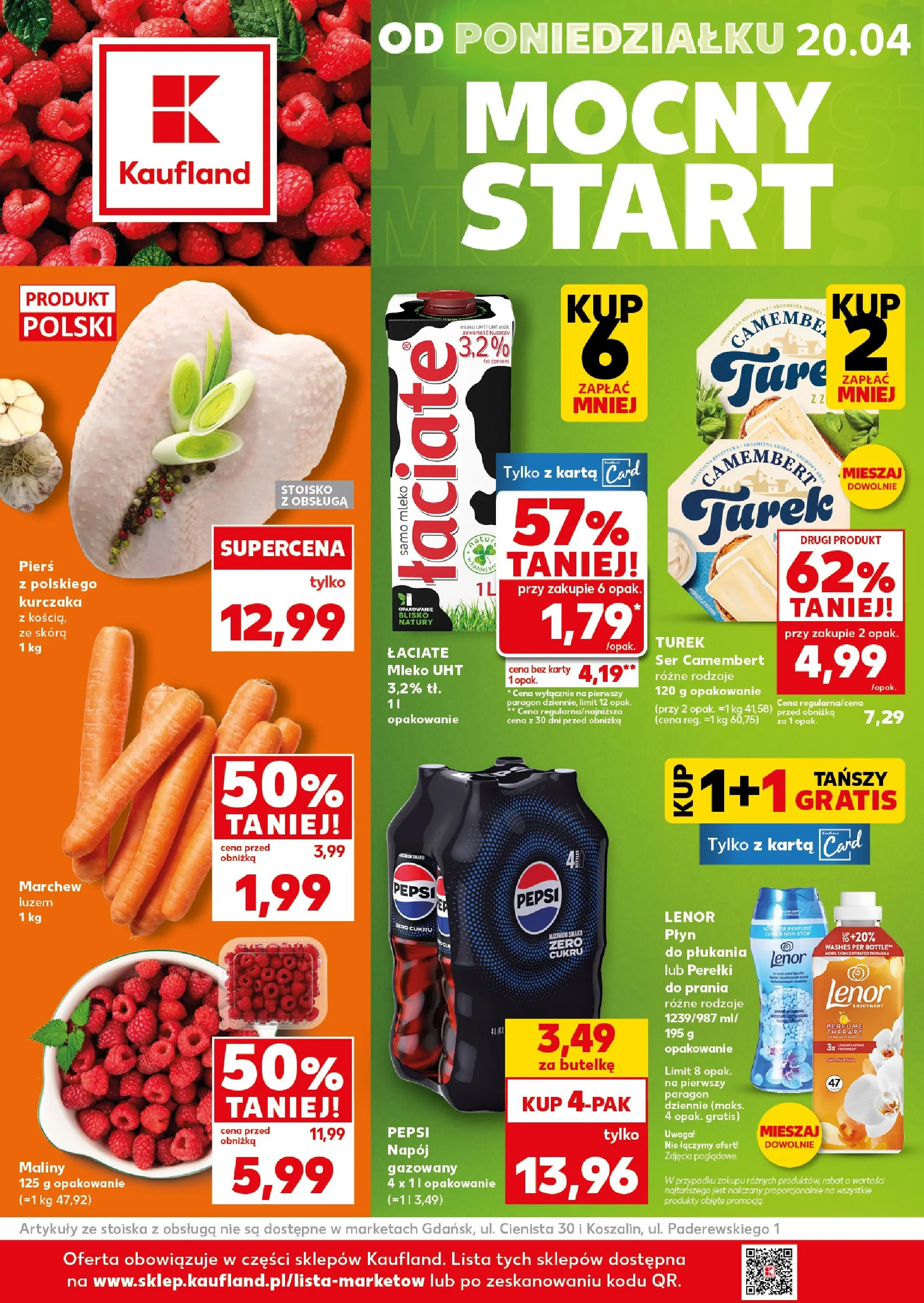 Kaufland gazetka - Mocny start od 20.04.2026 - od jutra PDF | Strona: 1 | Produkty: Karta, Ser camembert, Zapach, Ser