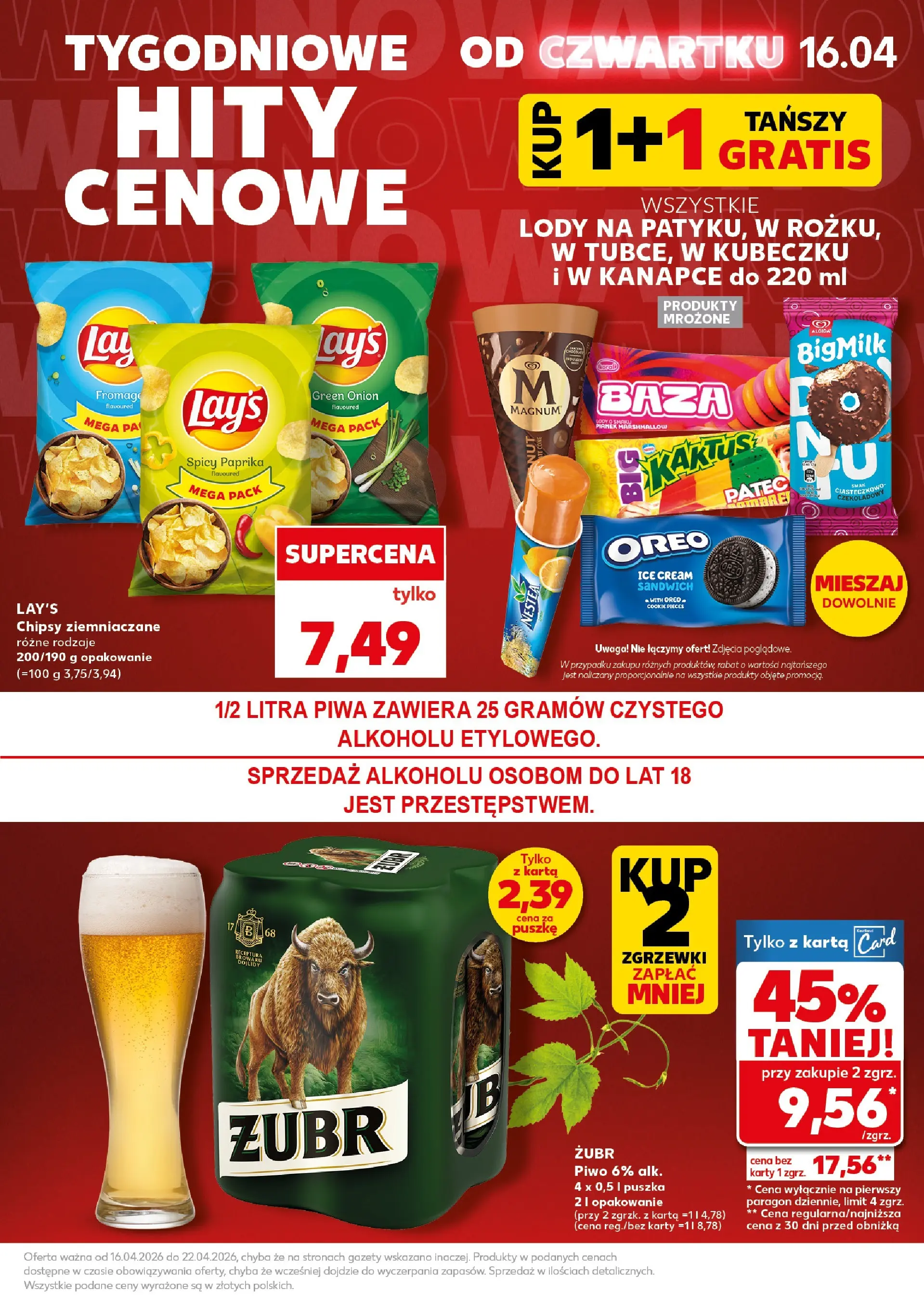 Kaufland gazetka - Super Sobota od 18.04.2026 - od jutra PDF | Strona: 9 | Produkty: Chipsy, Sandwich, Piwo, Lody