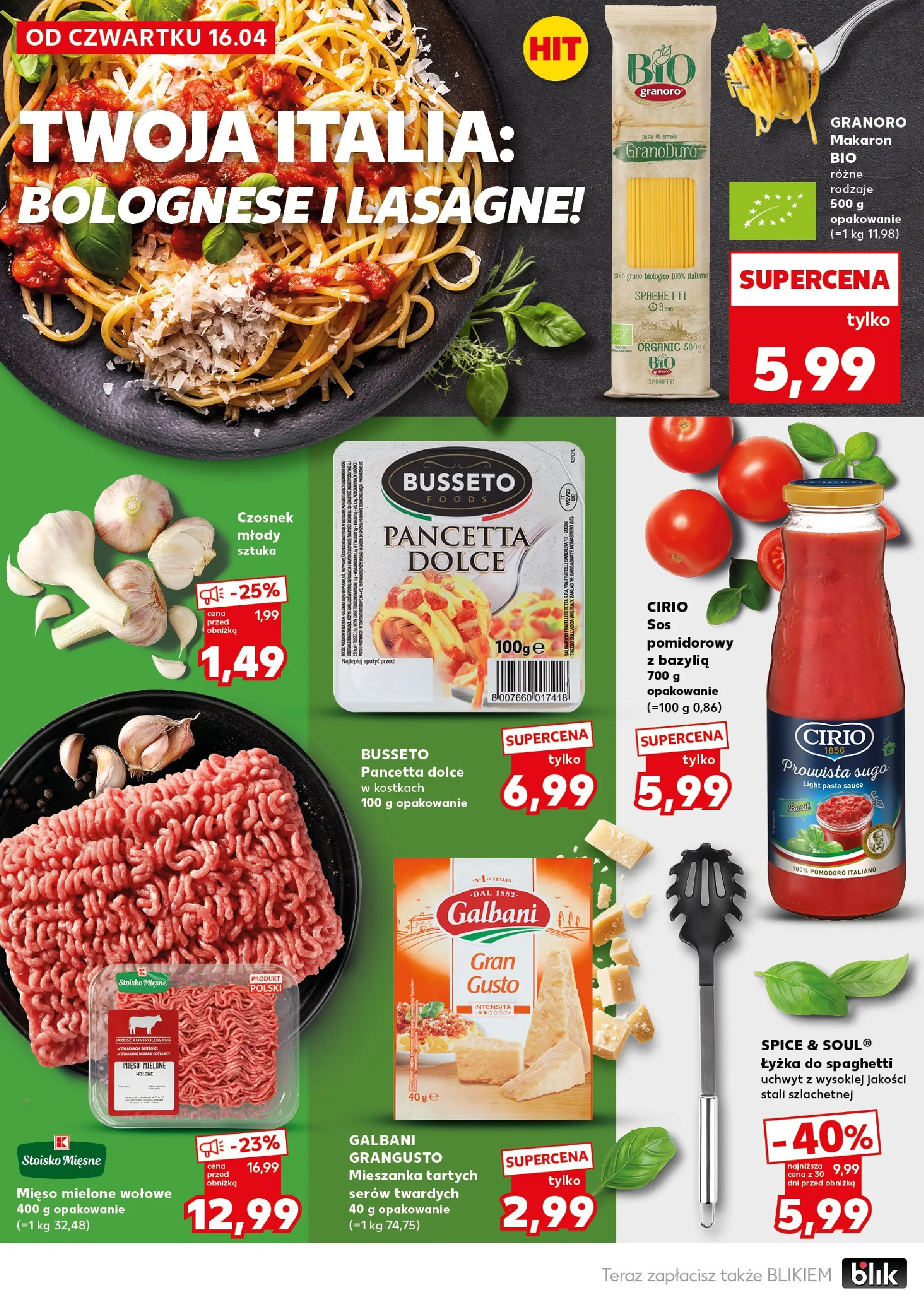 Kaufland gazetka - Super Sobota od 18.04.2026 - od jutra PDF | Strona: 12 | Produkty: Mięso, Lasagne, Bazylia, Makaron
