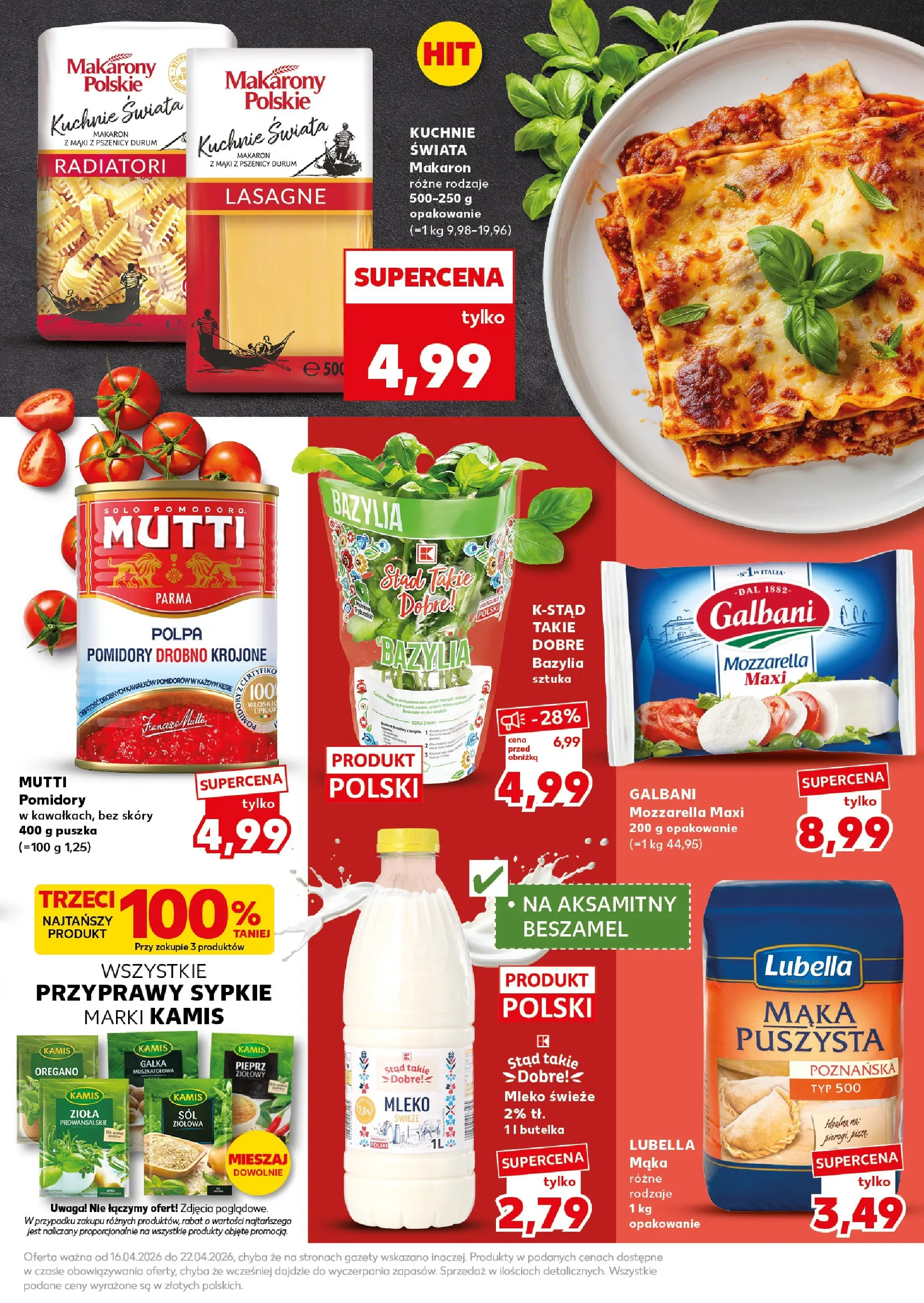 Kaufland gazetka - Super Sobota od 18.04.2026 - od jutra PDF | Strona: 13 | Produkty: Lasagne, Mleko, Mozzarella, Pieprz