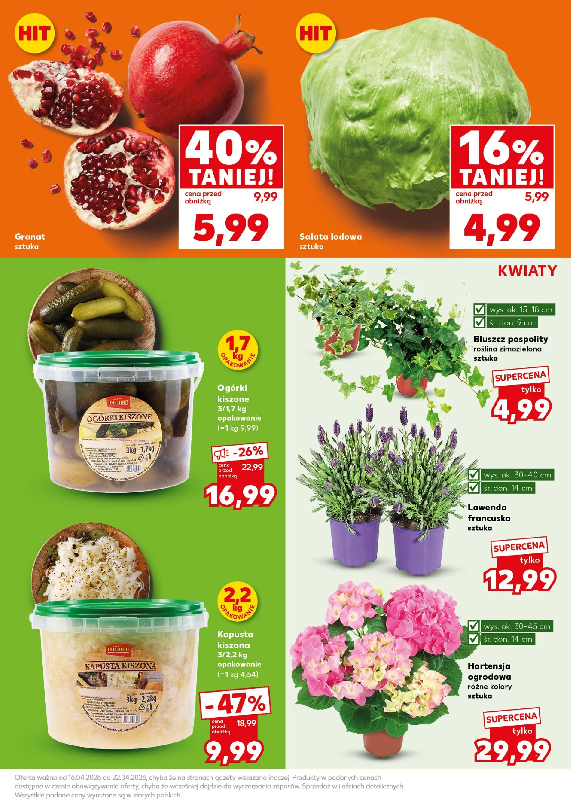 Kaufland gazetka - Super Sobota od 18.04.2026 - od jutra PDF | Strona: 15 | Produkty: Kapusta, Kapusta kiszona, Ogórki, Kwiaty
