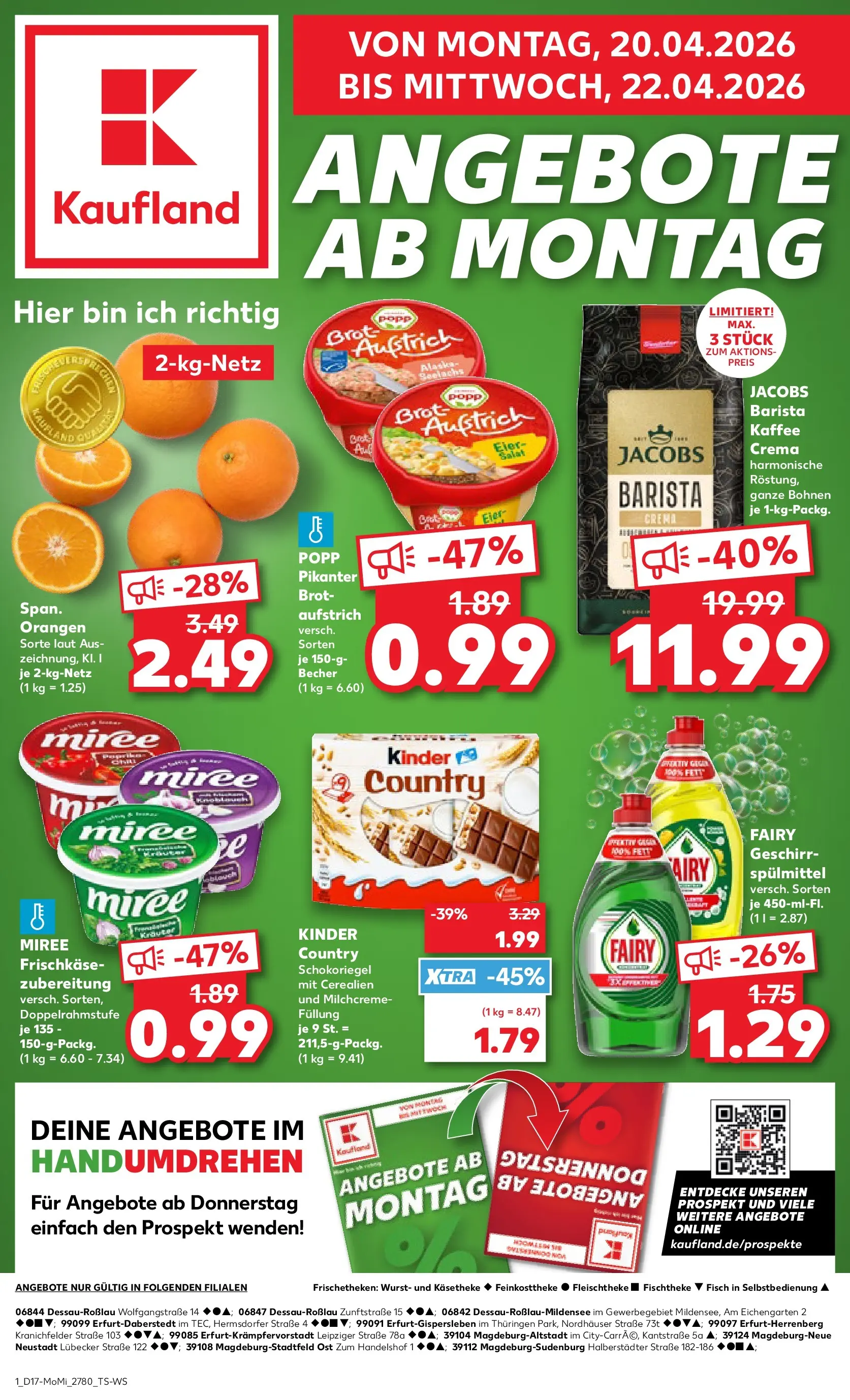 Prospekt Kaufland ab 20.04.2026 » Angebote Online zum Blättern | Seite: 1 | Produkte: Eier, Fisch, Wurst, Frischkase
