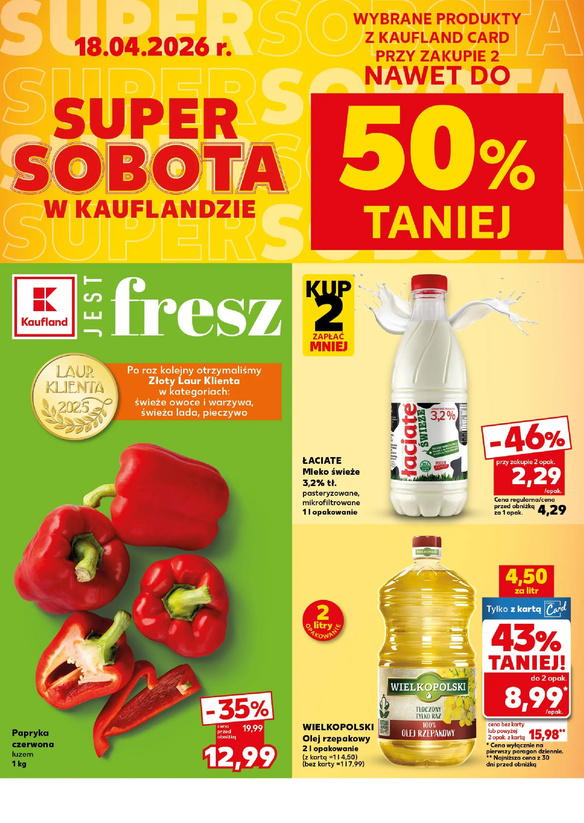 Kaufland gazetka - Super Sobota od 18.04.2026 - od jutra PDF | Strona: 2 | Produkty: Pieczywo, Mleko, Olej, Owoce