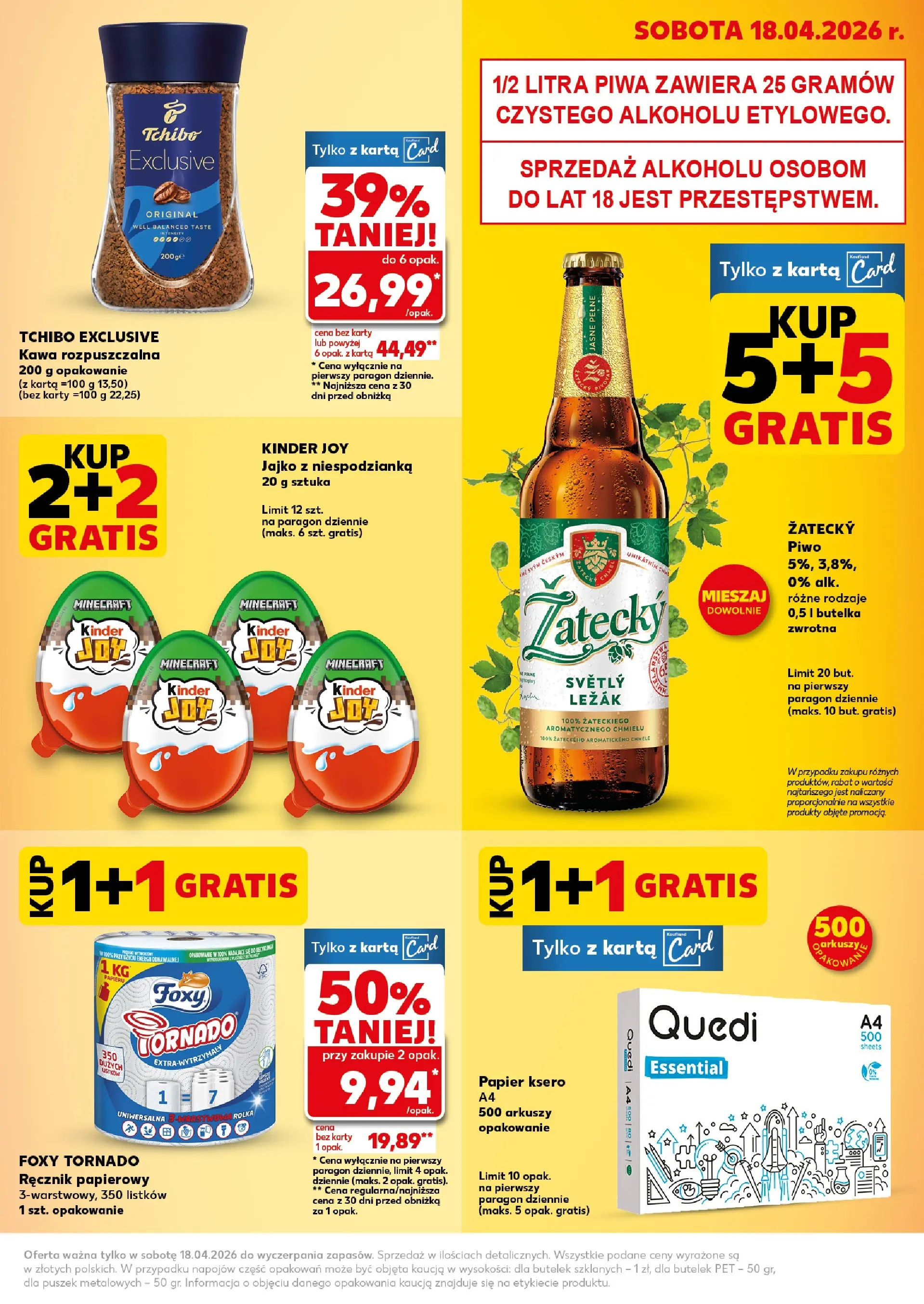 Kaufland gazetka - Super Sobota od 18.04.2026 - od jutra PDF | Strona: 3 | Produkty: Kawa rozpuszczalna, Kinder Joy, Leżak, Ręcznik papierowy