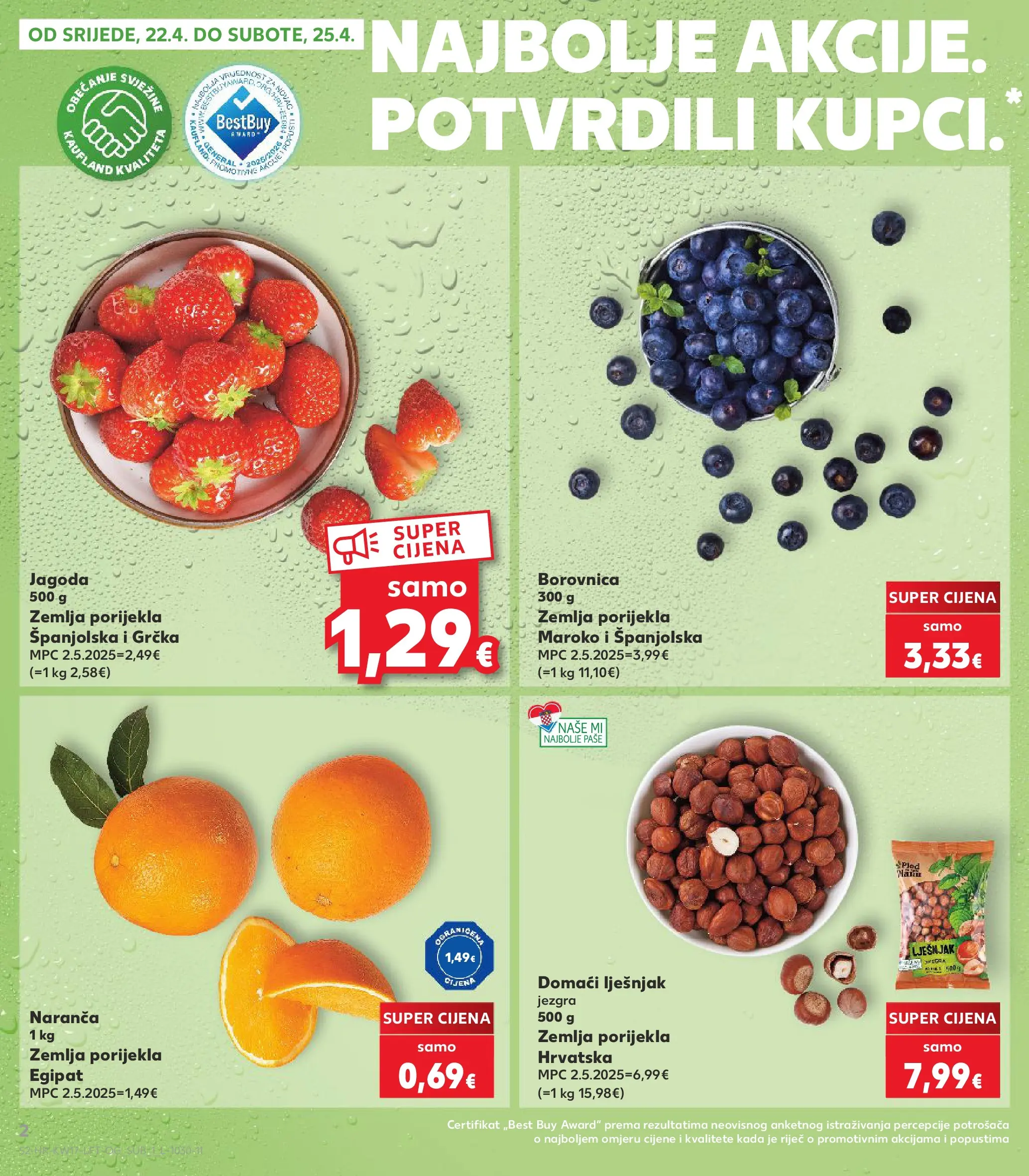 Kaufland - Kaufland katalog do 28.04.2026 novi od 21.04.2026 na listanje > letak digitalni | Stranica: 2 | Proizvodi: Lješnjak, Borovnica