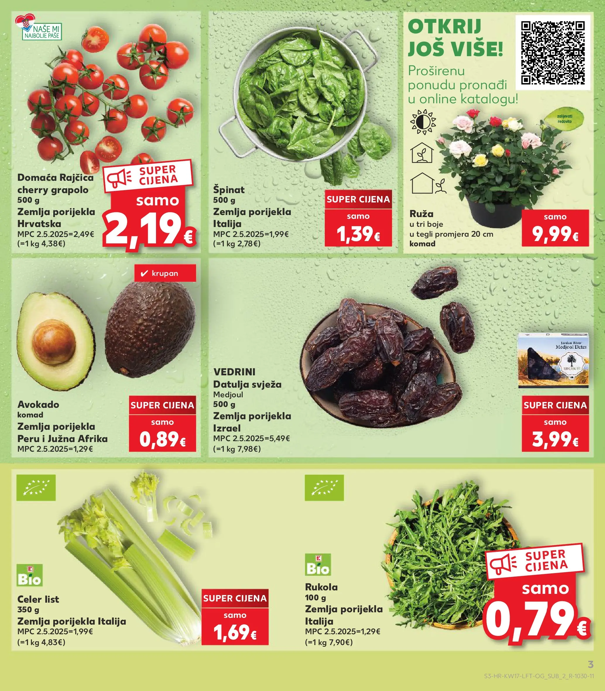 Kaufland - Kaufland katalog do 28.04.2026 novi od 21.04.2026 na listanje > letak digitalni | Stranica: 3 | Proizvodi: Špinat, Avokado, Datulja, Rajčica