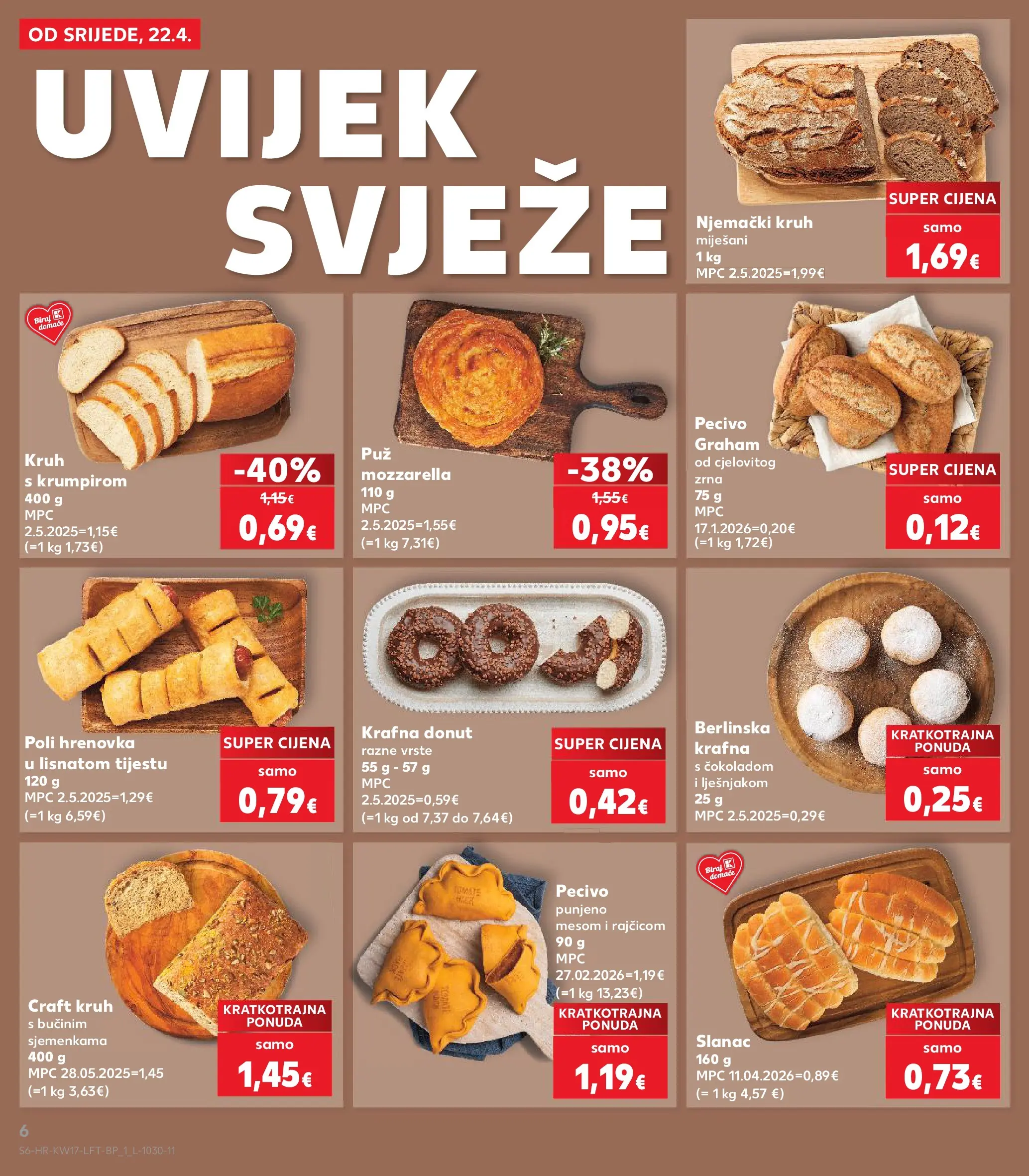 Kaufland - Kaufland katalog do 28.04.2026 novi od 21.04.2026 na listanje > letak digitalni | Stranica: 6 | Proizvodi: Mozzarella, Kruh, Pecivo