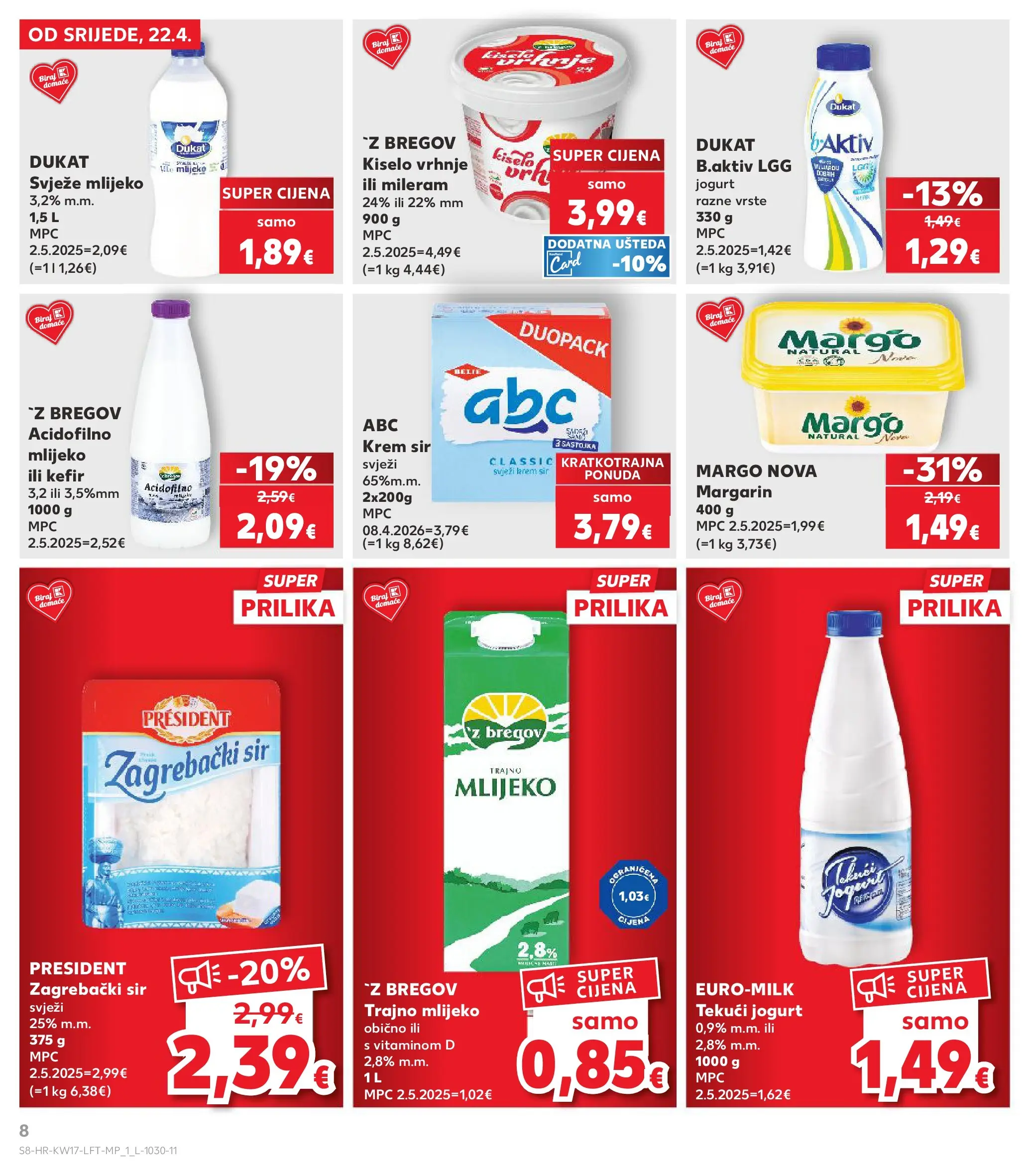 Kaufland - Kaufland katalog do 28.04.2026 novi od 21.04.2026 na listanje > letak digitalni | Stranica: 8 | Proizvodi: Mlijeko, Sir, Jogurt, Mileram