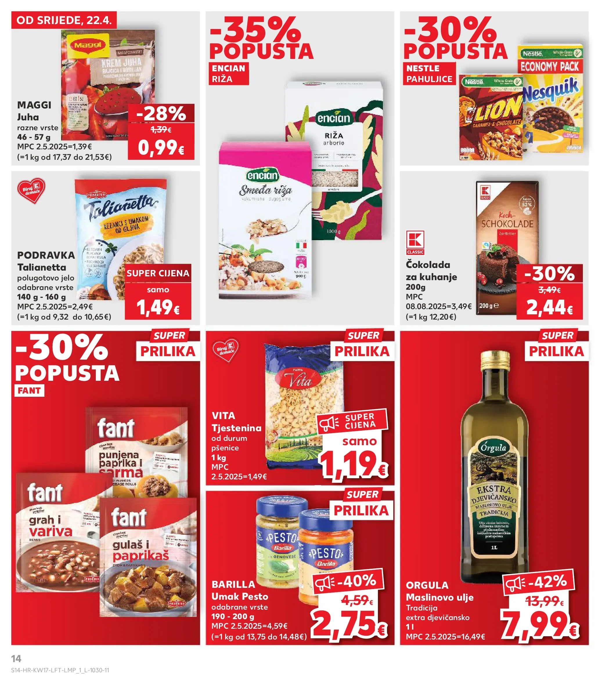 Kaufland - Kaufland katalog do 28.04.2026 novi od 21.04.2026 na listanje > letak digitalni | Stranica: 14 | Proizvodi: Maslinovo ulje, Riža, Tjestenina, Nesquik