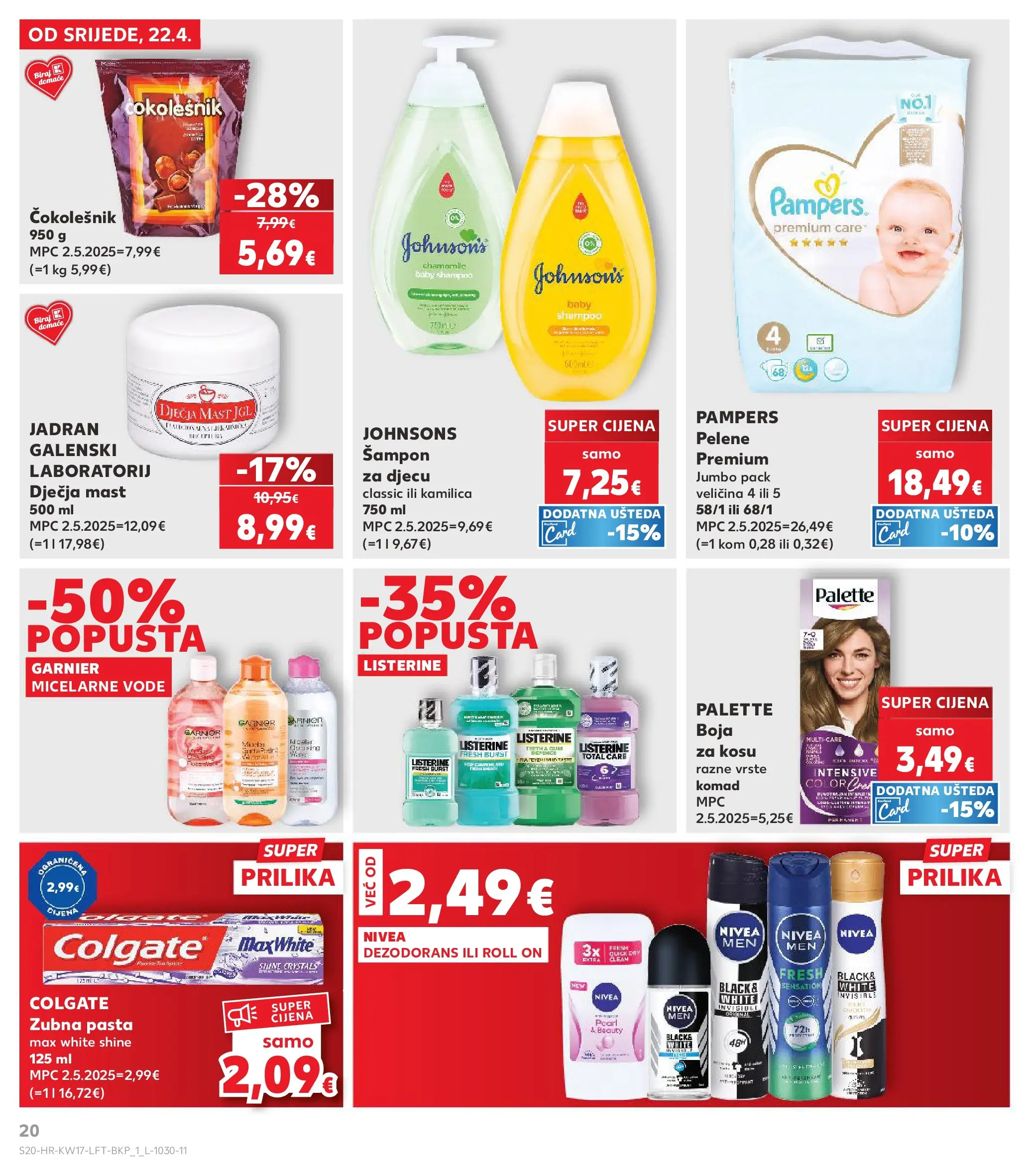 Kaufland - Kaufland katalog do 28.04.2026 novi od 21.04.2026 na listanje > letak digitalni | Stranica: 20 | Proizvodi: Roll on, Boja za kosu, Pasta, Nivea