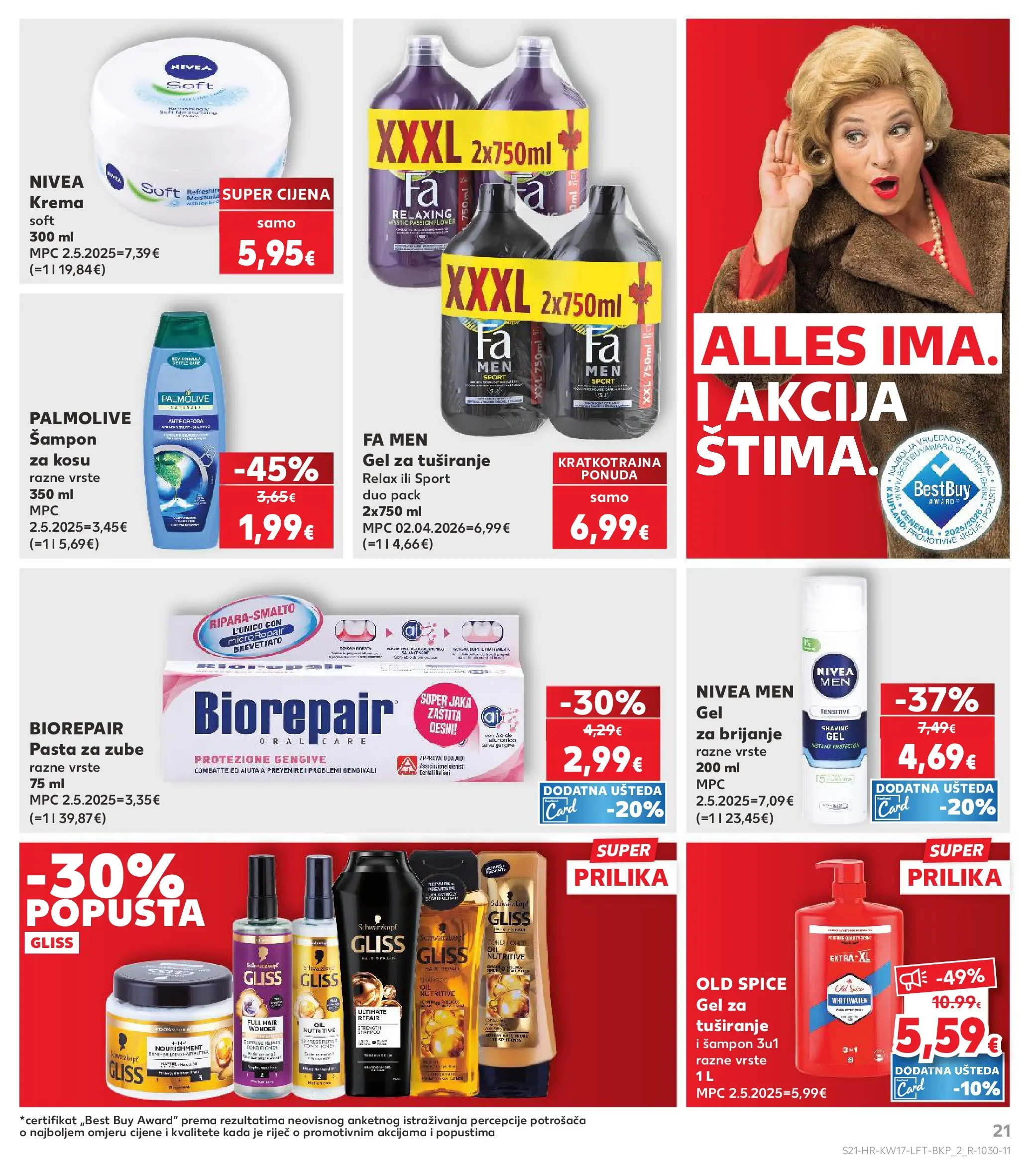 Kaufland - Kaufland katalog do 28.04.2026 novi od 21.04.2026 na listanje > letak digitalni | Stranica: 21 | Proizvodi: Šampon, Pasta za zube, Nivea, Old Spice