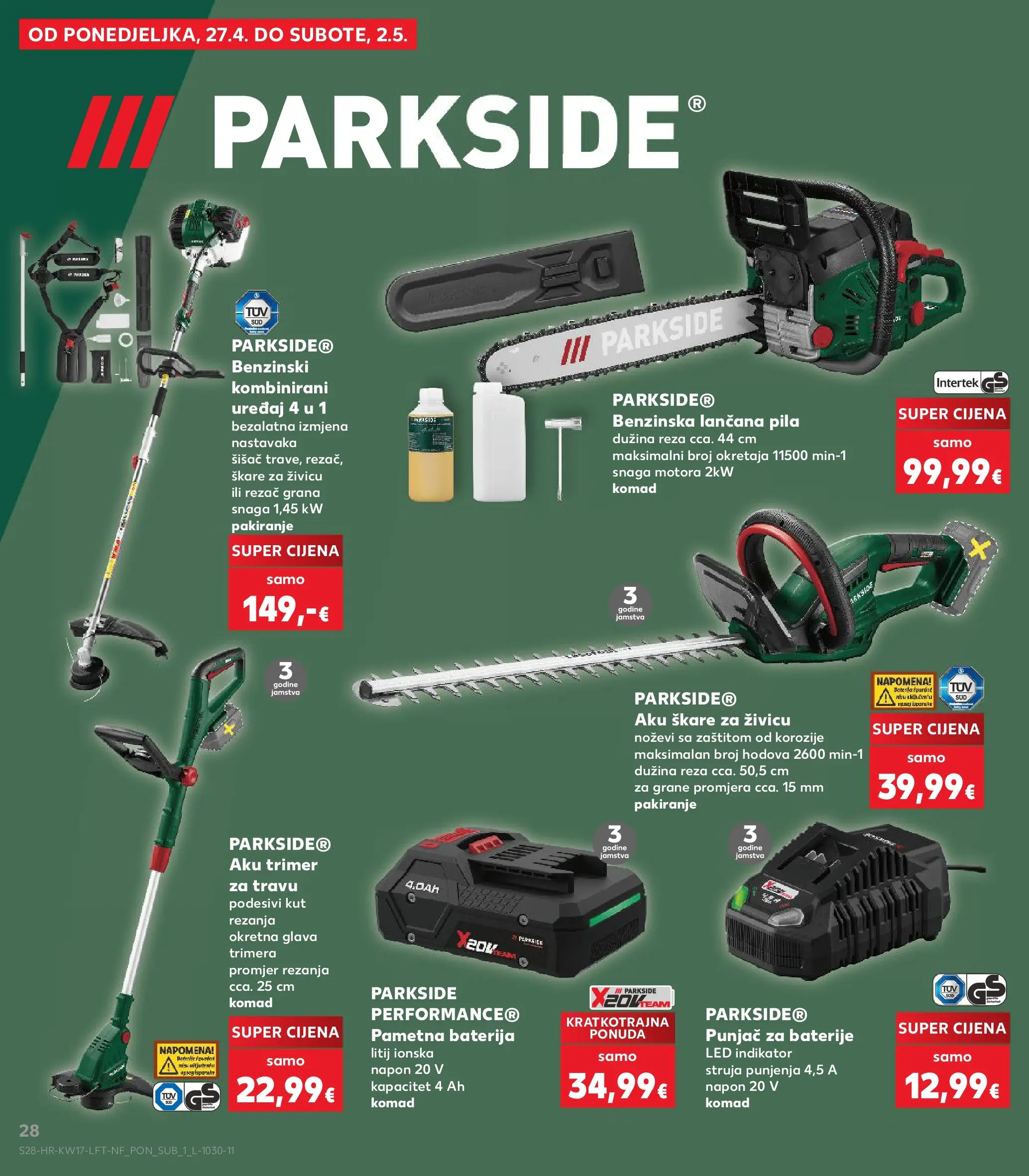 Kaufland - Kaufland katalog do 28.04.2026 novi od 21.04.2026 na listanje > letak digitalni | Stranica: 28 | Proizvodi: Baterija, Baterije, Trimer, Parkside