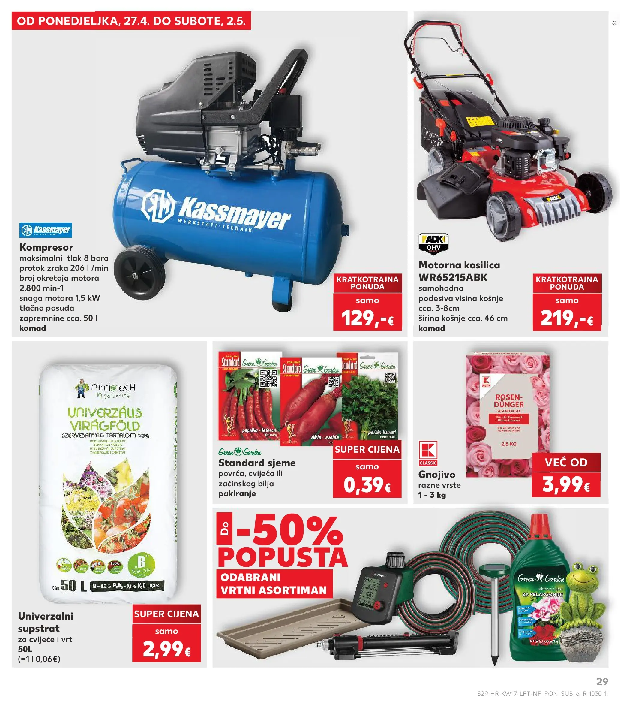Kaufland - Kaufland katalog do 28.04.2026 novi od 21.04.2026 na listanje > letak digitalni | Stranica: 29 | Proizvodi: Cvijeće, Kosilica, Kompresor, Peršin