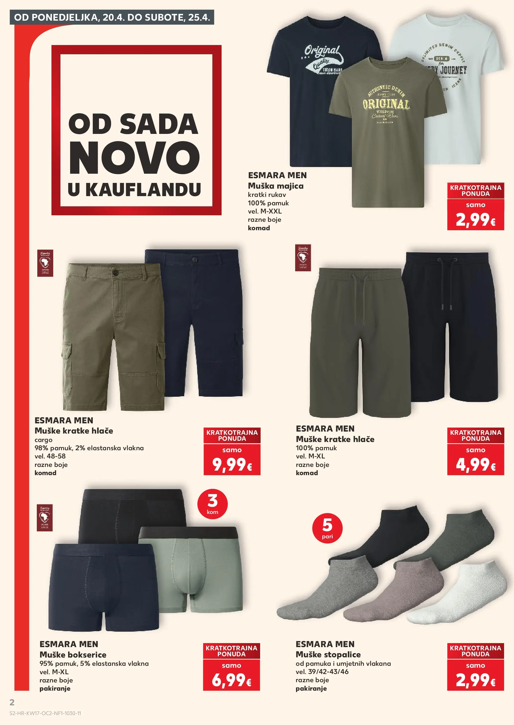 Kaufland - Kaufland katalog do 28.04.2026 novi od 21.04.2026 na listanje > letak digitalni | Stranica: 2 | Proizvodi: Majica, Hlače, Kratke hlače, Bokserice