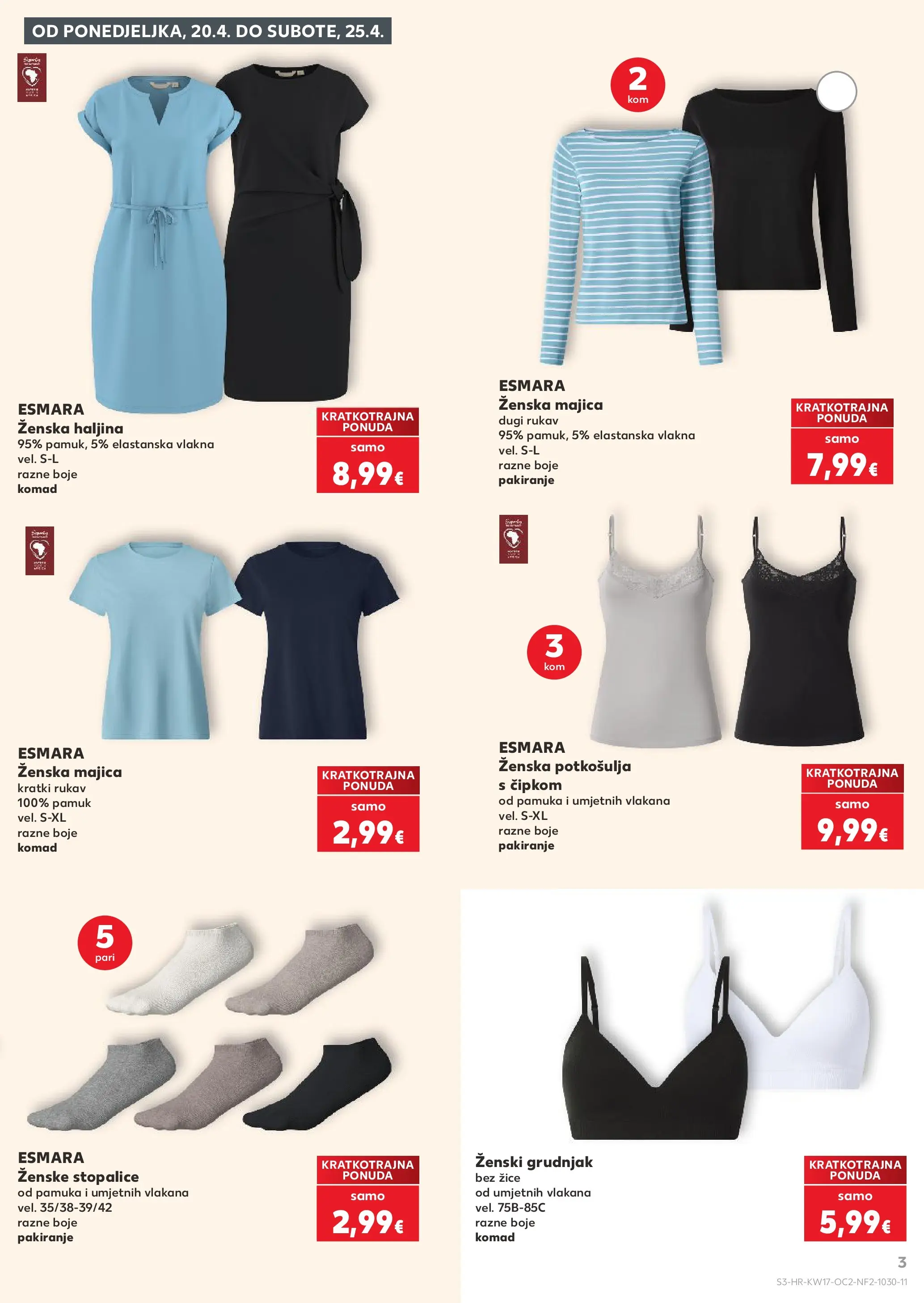 Kaufland - Kaufland katalog do 28.04.2026 novi od 21.04.2026 na listanje > letak digitalni | Stranica: 3 | Proizvodi: Majica, Grudnjak, Haljina