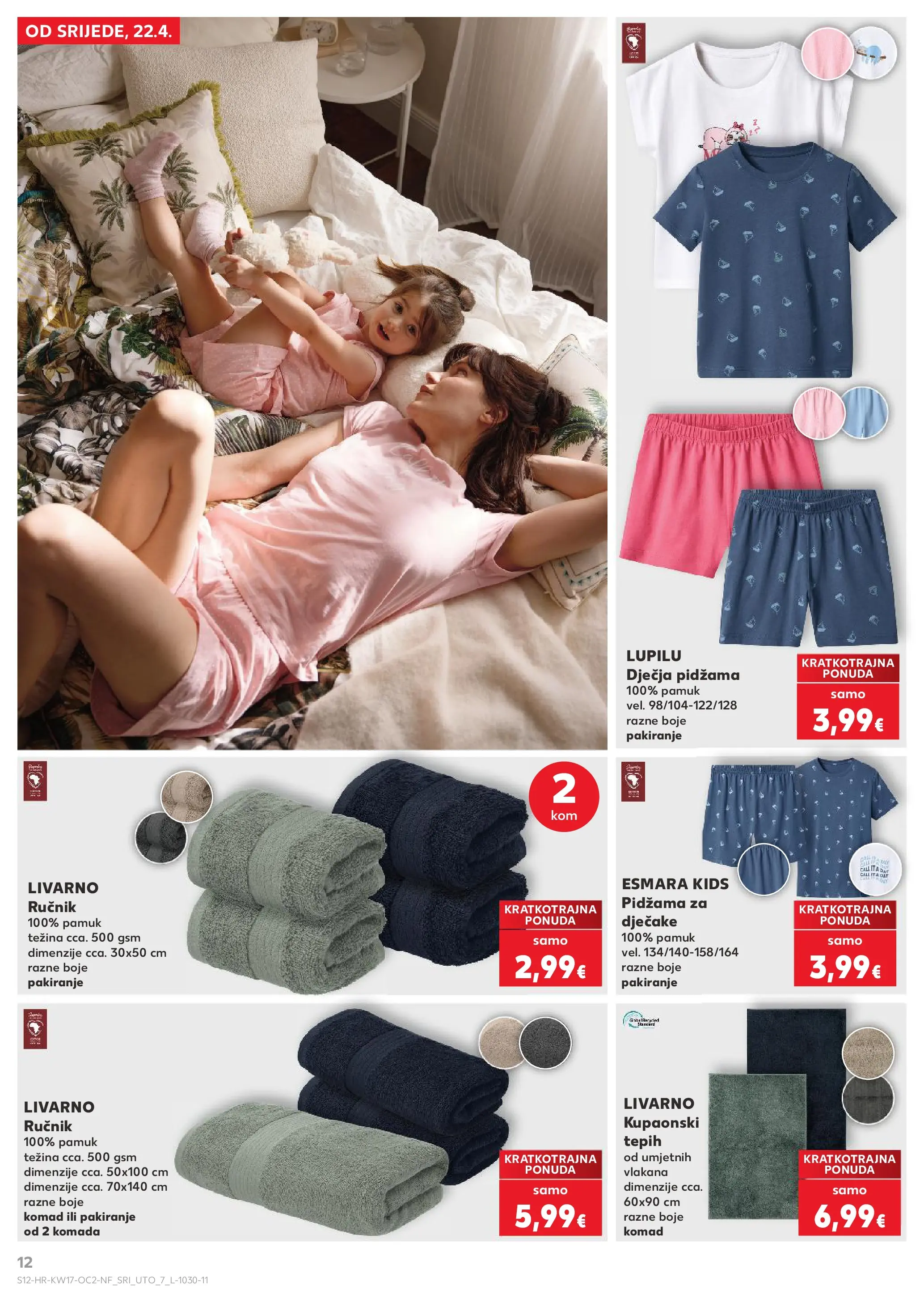 Kaufland - Kaufland katalog do 28.04.2026 novi od 21.04.2026 na listanje > letak digitalni | Stranica: 12 | Proizvodi: Tepih, Ručnik, Pidžama