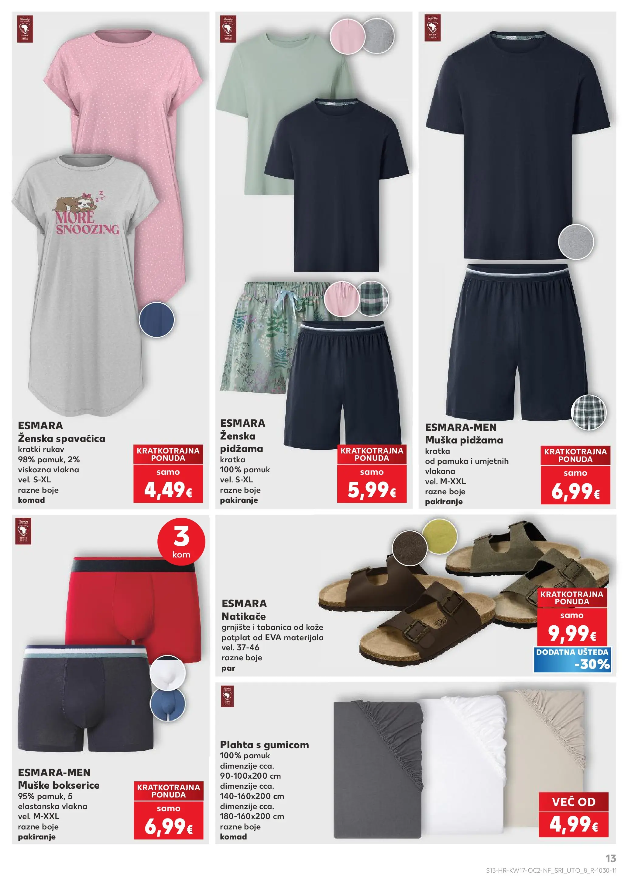 Kaufland - Kaufland katalog do 28.04.2026 novi od 21.04.2026 na listanje > letak digitalni | Stranica: 13 | Proizvodi: Natikače, Plahta, Pidžama, Bokserice