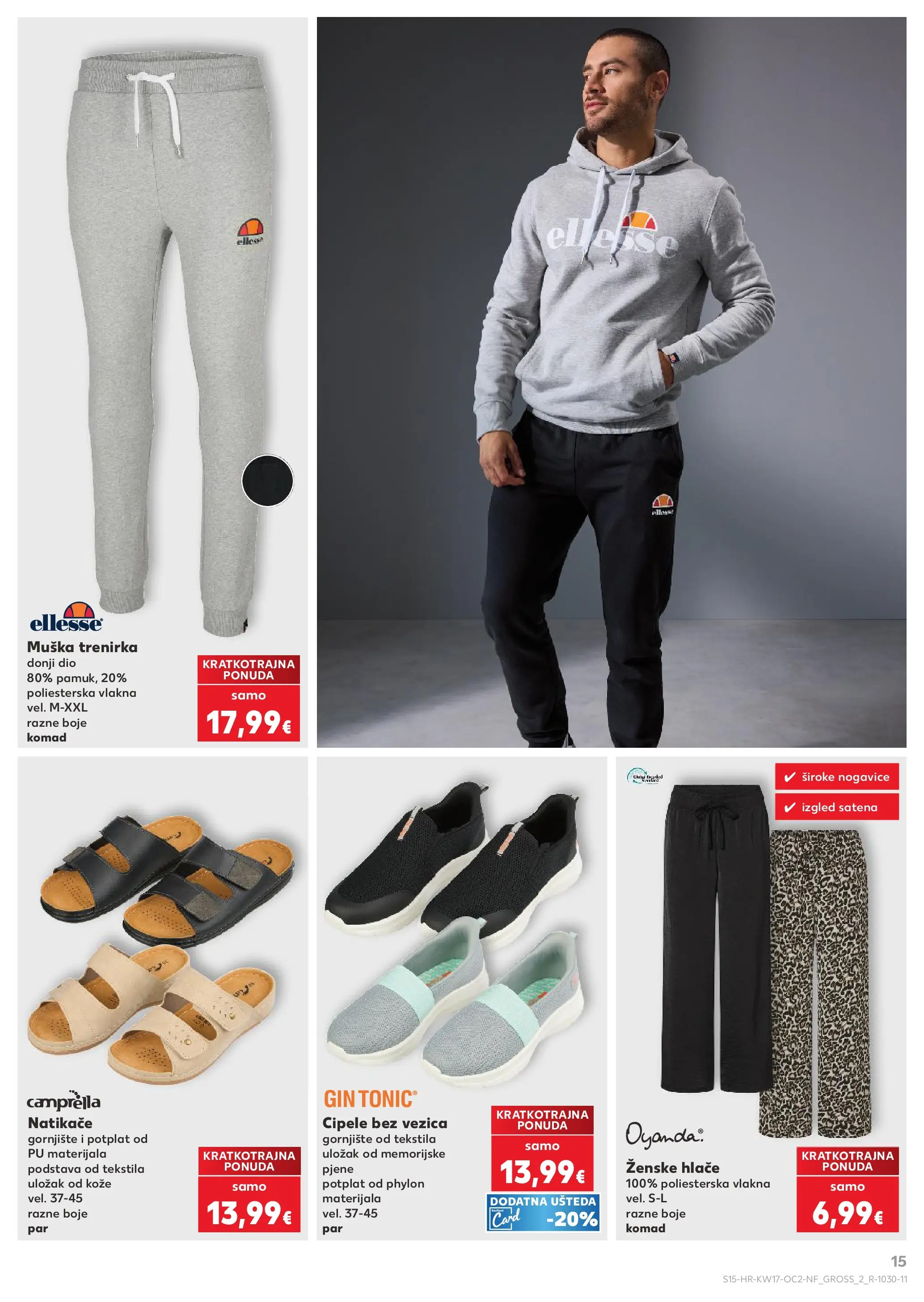 Kaufland - Kaufland katalog do 28.04.2026 novi od 21.04.2026 na listanje > letak digitalni | Stranica: 15 | Proizvodi: Natikače, Gin, Hlače, Trenirka