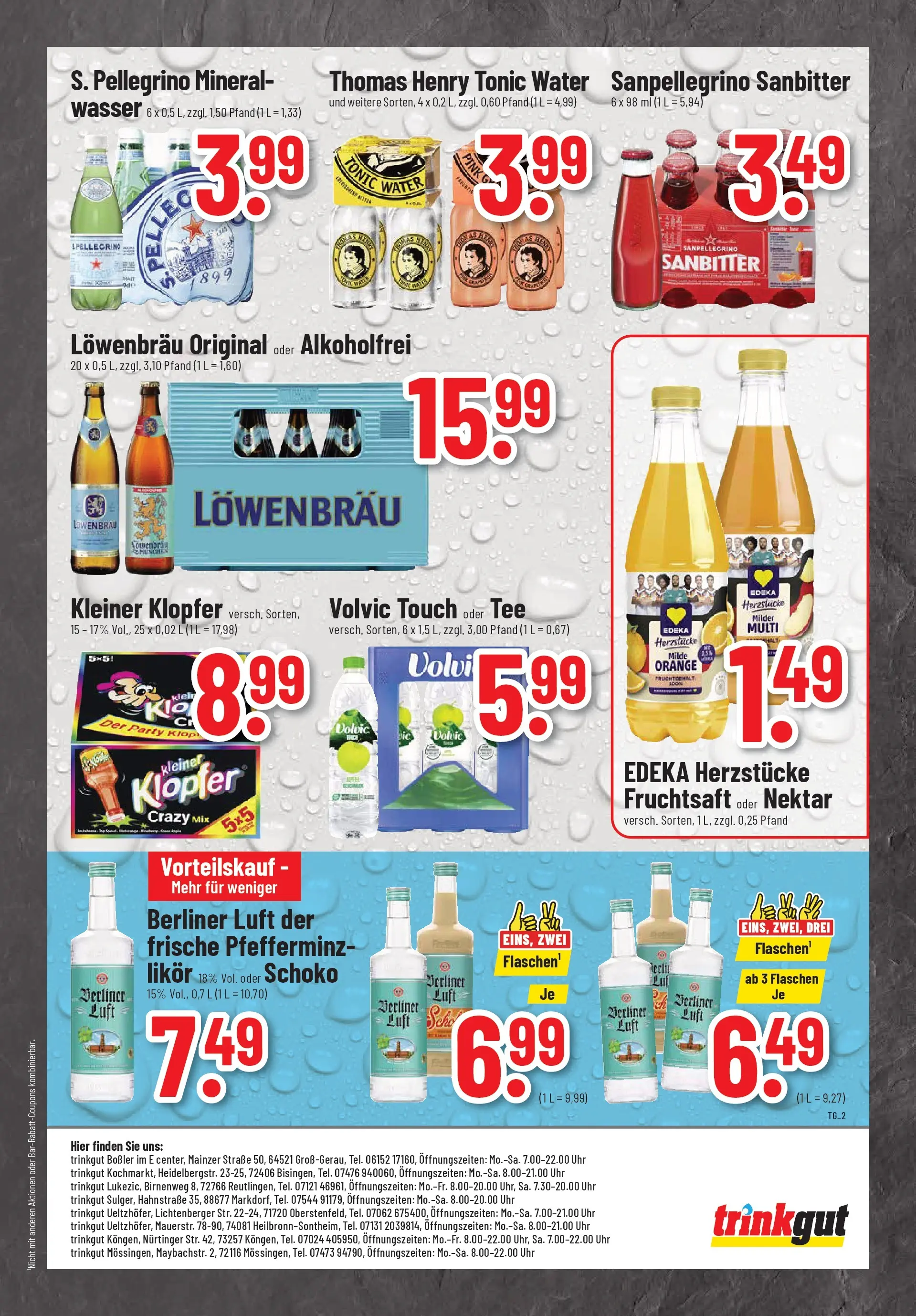 Trinkgut Prospekt Heilbronn-Sontheim	 (ab 20.04.2026) » Angebote online | Seite: 2 | Produkte: Berliner, Volvic touch, Tee, Fruchtsaft