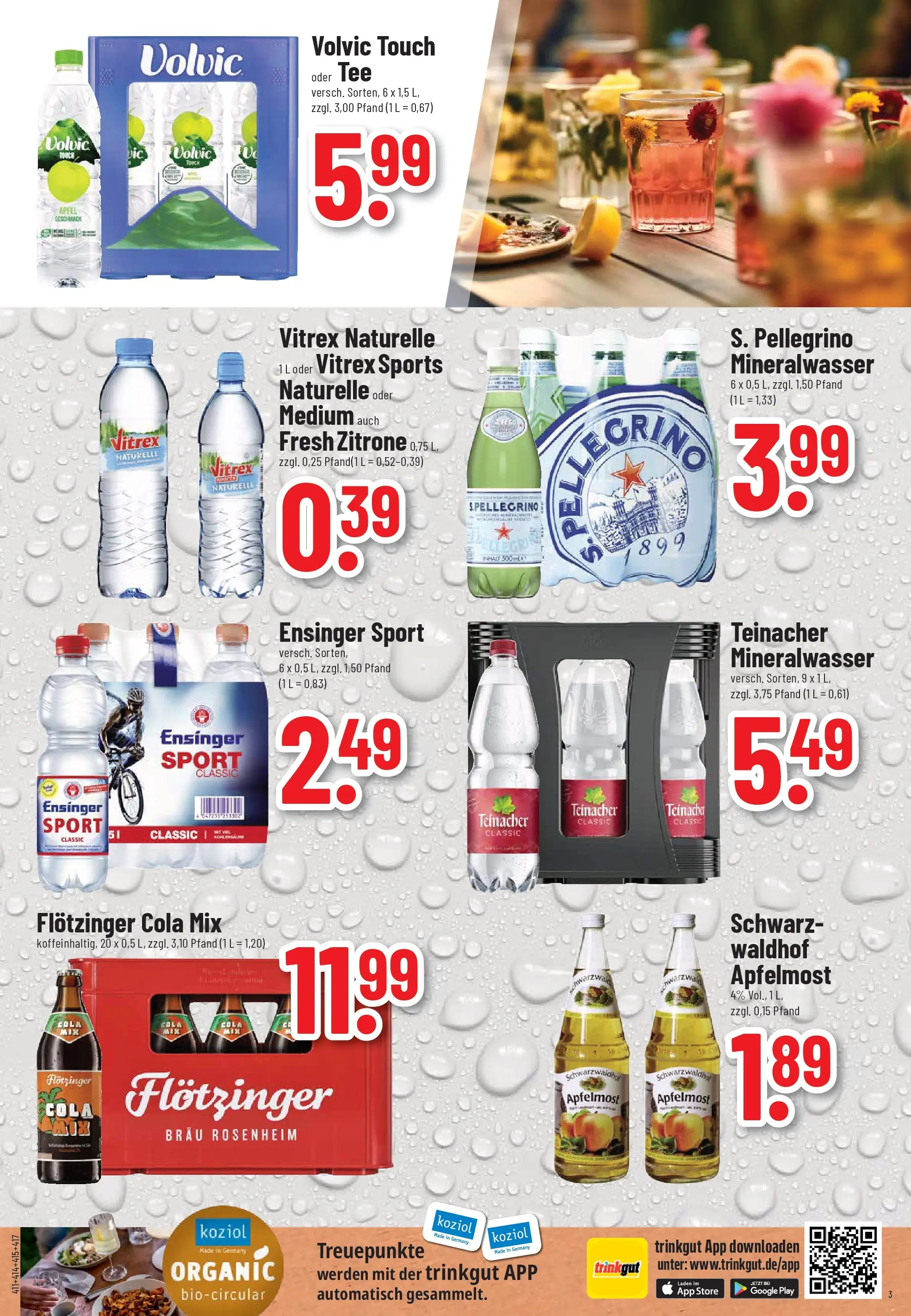 Trinkgut Prospekt Karlsbad - Langensteinbach	 (ab 20.04.2026) » Angebote online | Seite: 3 | Produkte: Cola, Mineralwasser, Zitrone, Tee