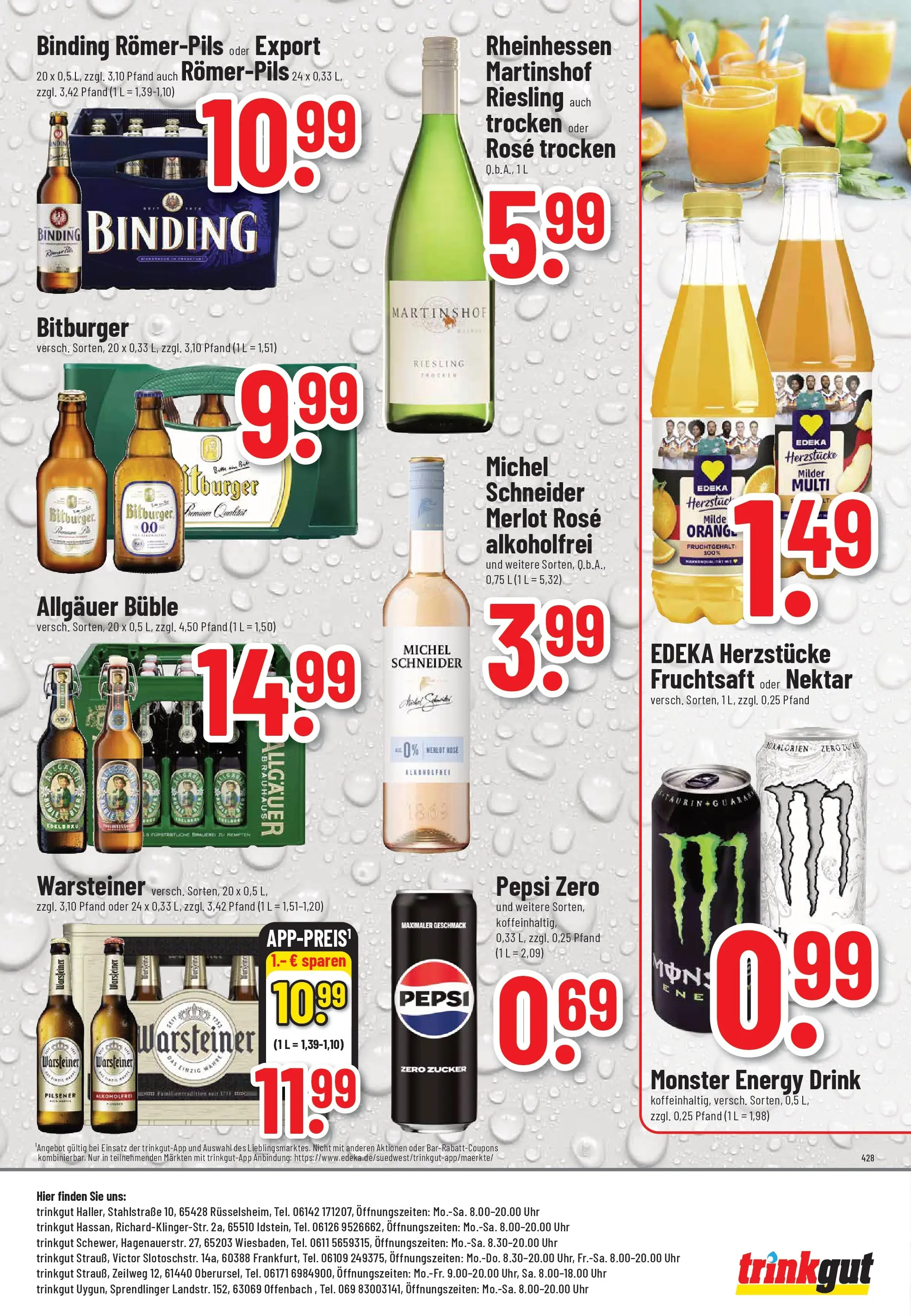Trinkgut Prospekt Wiesbaden	 (ab 20.04.2026) » Angebote online | Seite: 8 | Produkte: Bitburger, Zucker, Fruchtsaft, Uhr