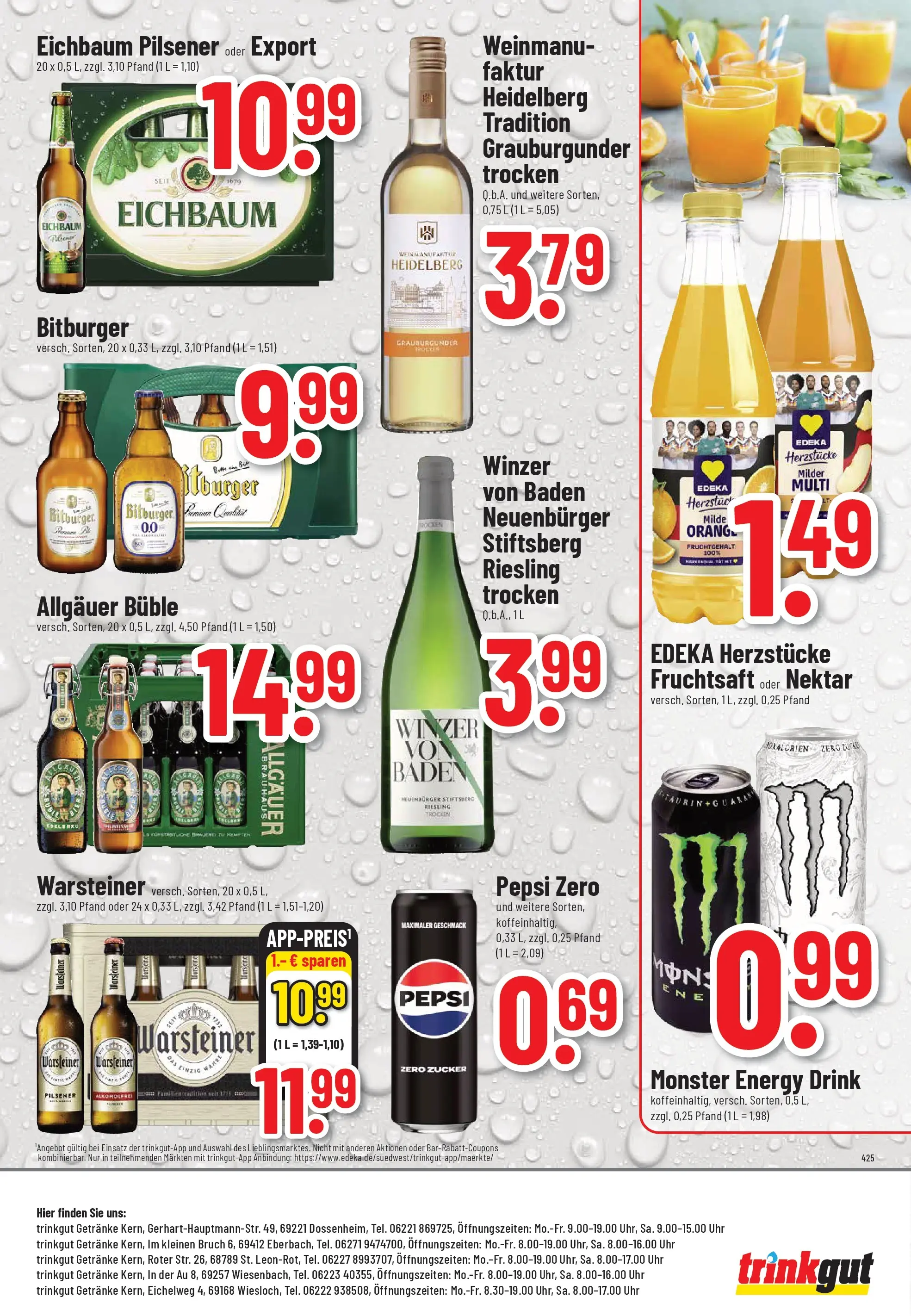 Trinkgut Prospekt Eberbach	 (ab 20.04.2026) » Angebote online | Seite: 8 | Produkte: Zucker, Warsteiner, Pepsi, Fruchtsaft