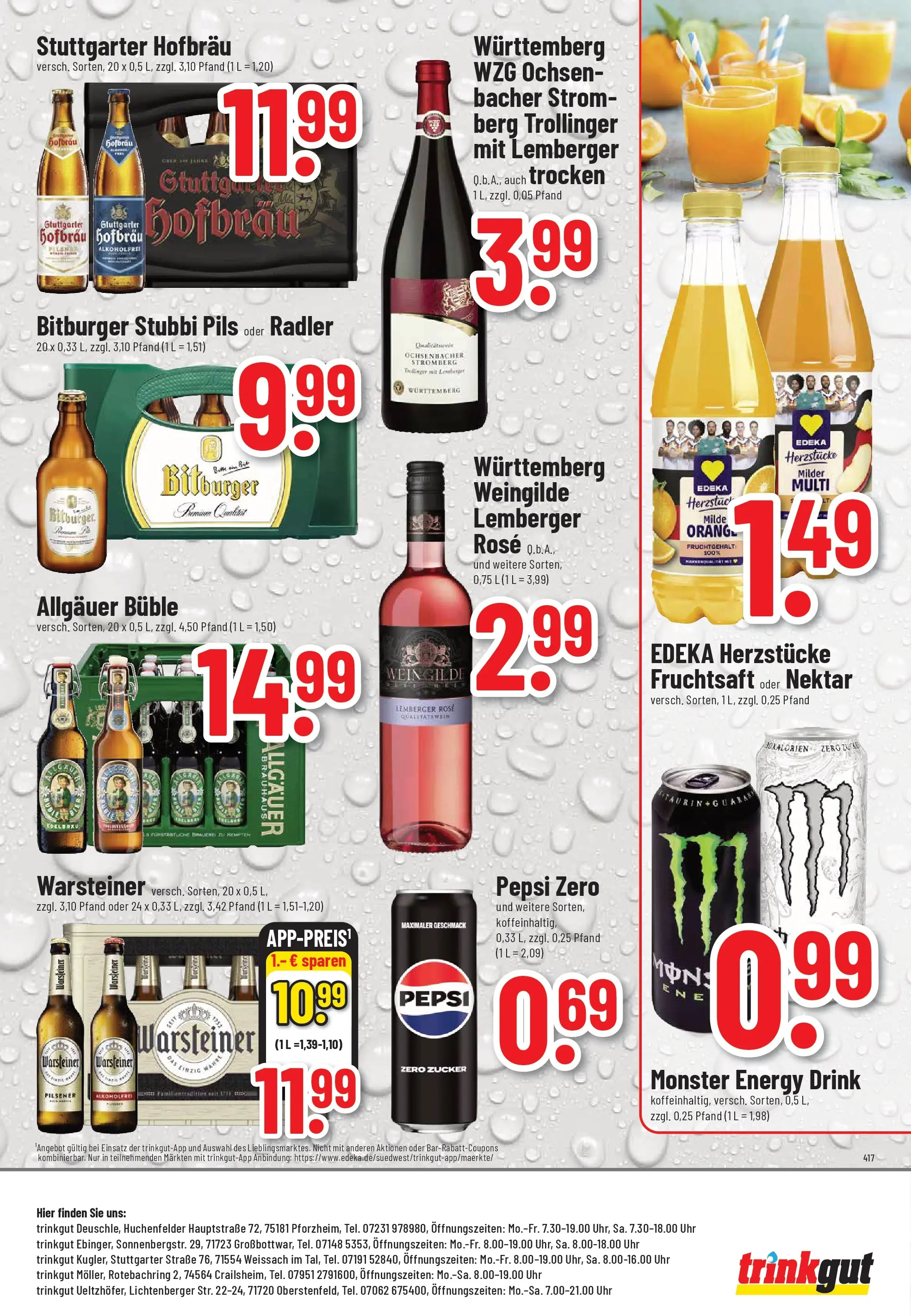 Trinkgut Prospekt Pforzheim	 (ab 20.04.2026) » Angebote online | Seite: 8 | Produkte: Bitburger, Energy, Monster, Uhr