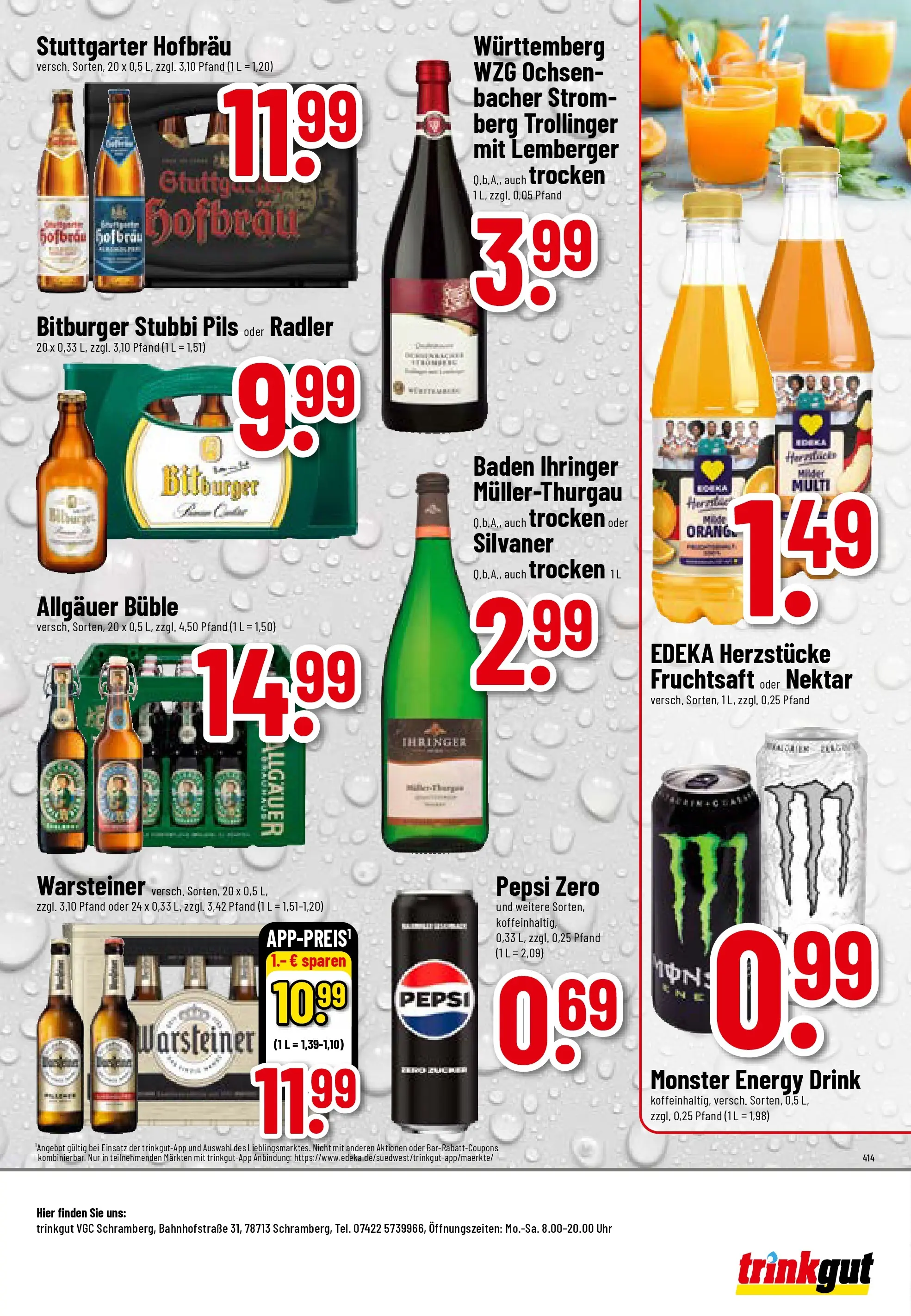 Trinkgut Prospekt Schramberg	 (ab 20.04.2026) » Angebote online | Seite: 8 | Produkte: Monster, Pepsi, Fruchtsaft, Uhr