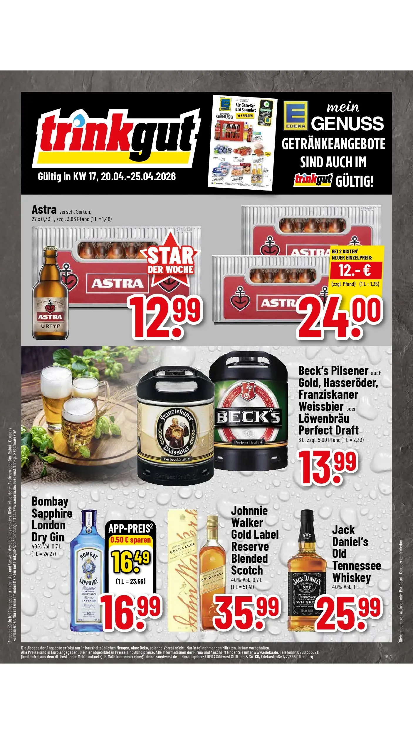 Angebote (ab 20.04.2026) zum Blättern | Seite: 62 | Produkte: Franziskaner, Weißbier, Jack Daniel's, Whiskey