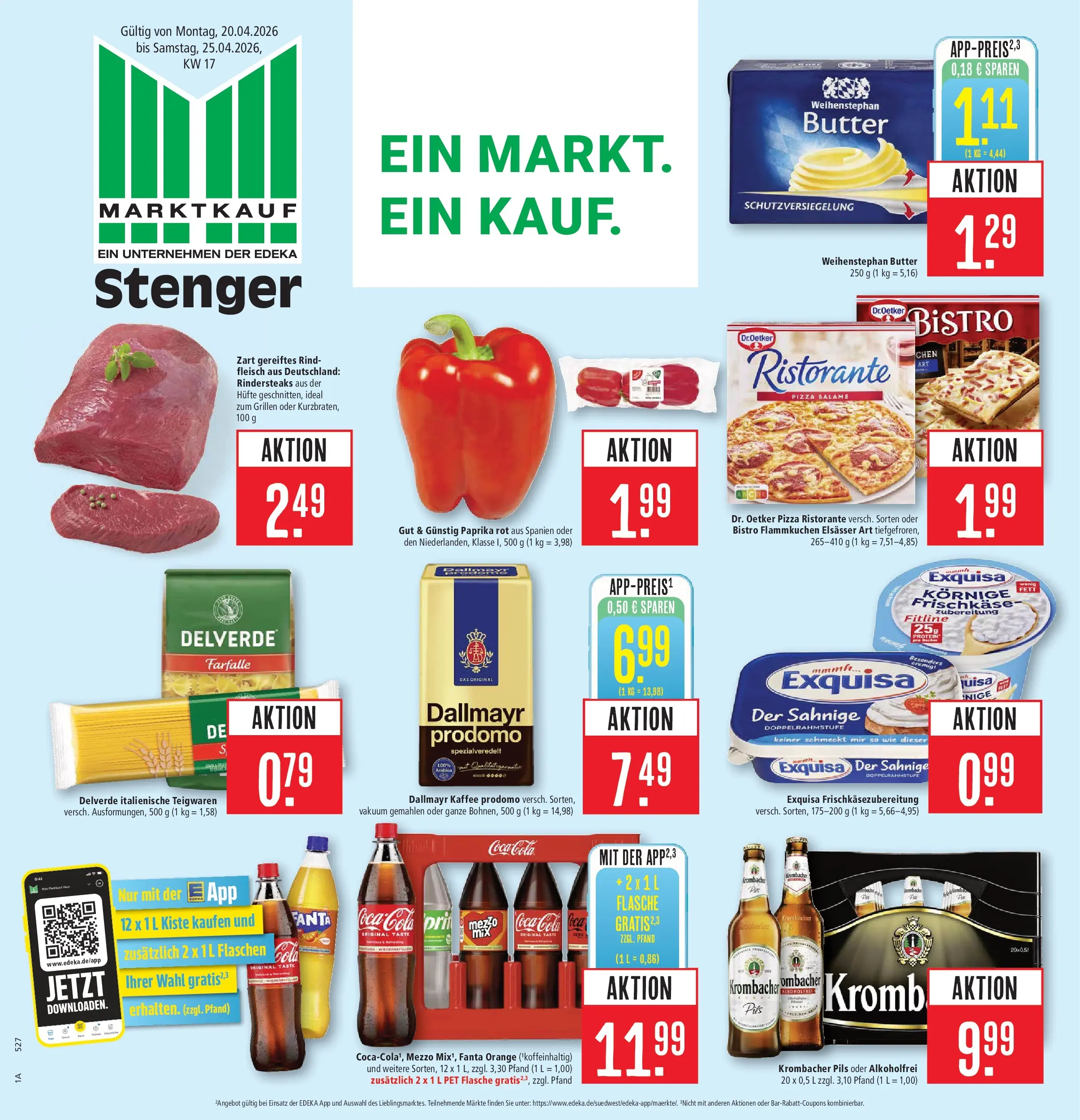 Marktkauf Prospekt Aschaffenburg	 (ab 20.04.2026) » Angebote online | Seite: 1 | Produkte: Ristorante, Coca cola, Fanta, Pils