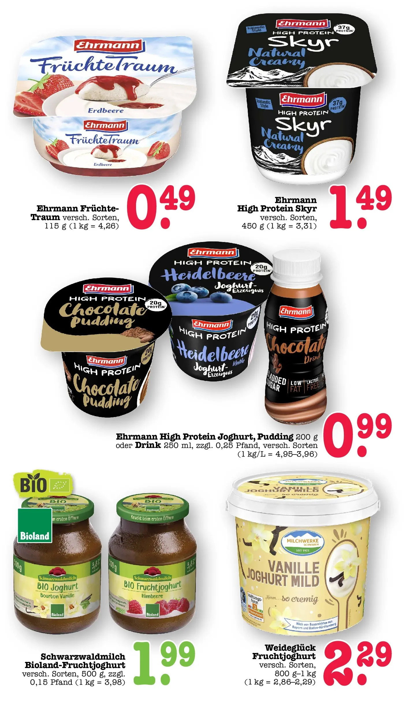 E center Prospekt Kuppenheim-Oberndorf	 (ab 20.04.2026) zum Blättern | Seite: 27 | Produkte: Milch, Fruchtjoghurt, Pudding, Himbeere