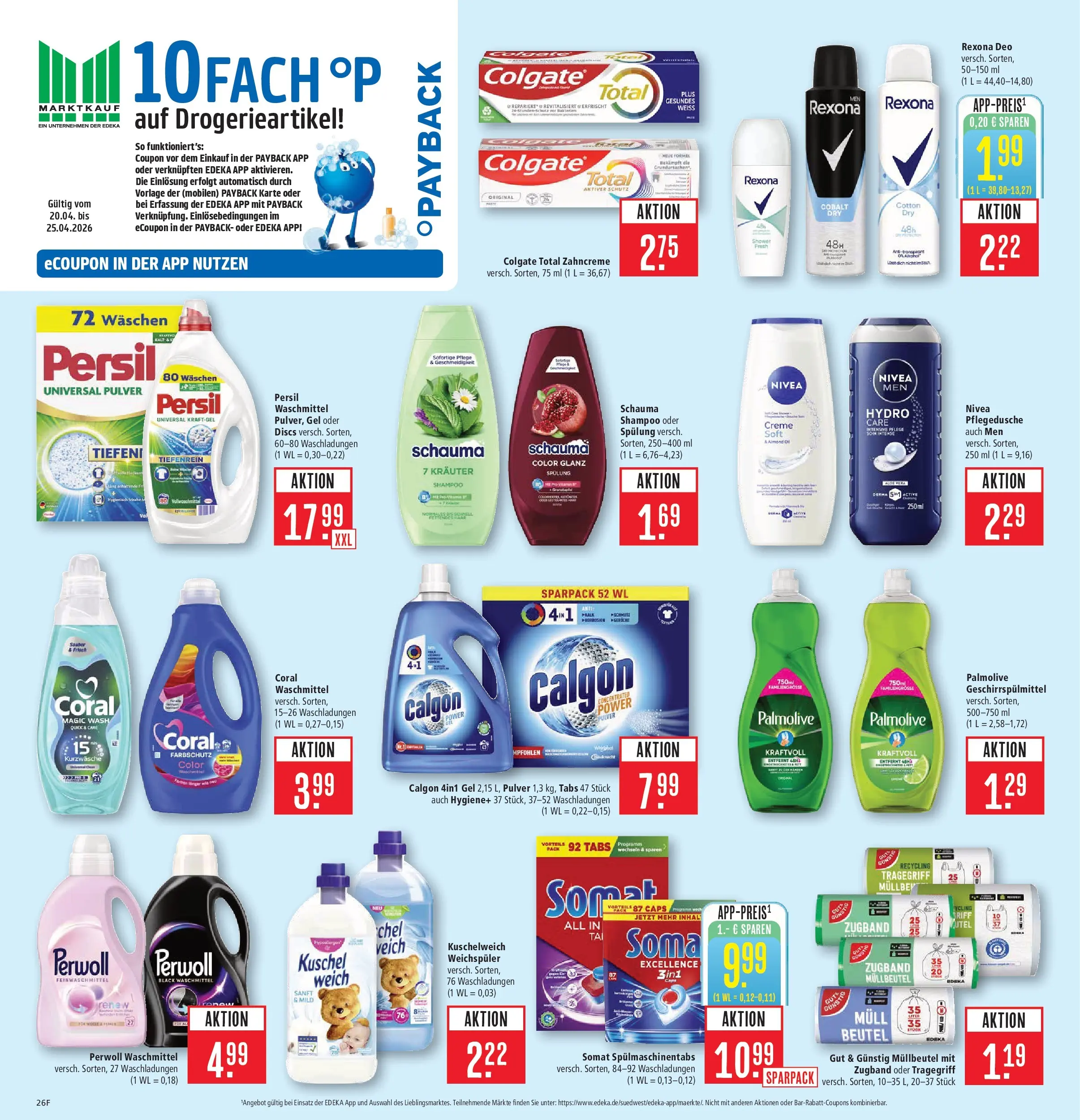 Marktkauf Prospekt Kirchheim	 (ab 20.04.2026) » Angebote online | Seite: 36 | Produkte: Kuschelweich, Spülung, Waschmittel, Spülmaschinentabs