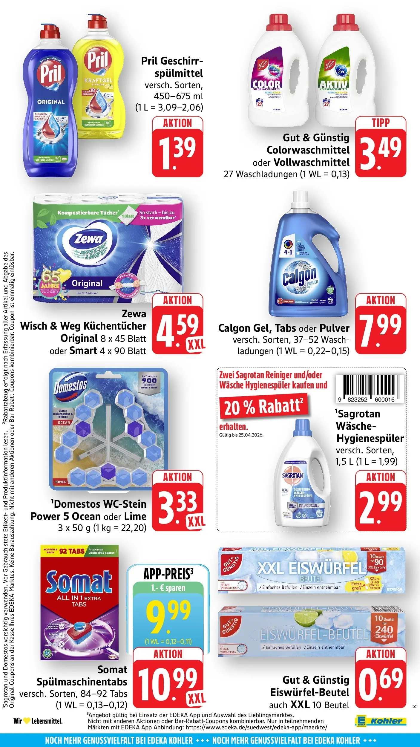 Angebote (ab 20.04.2026) zum Blättern | Seite: 56 | Produkte: Zewa, Spülmaschinentabs, Pril