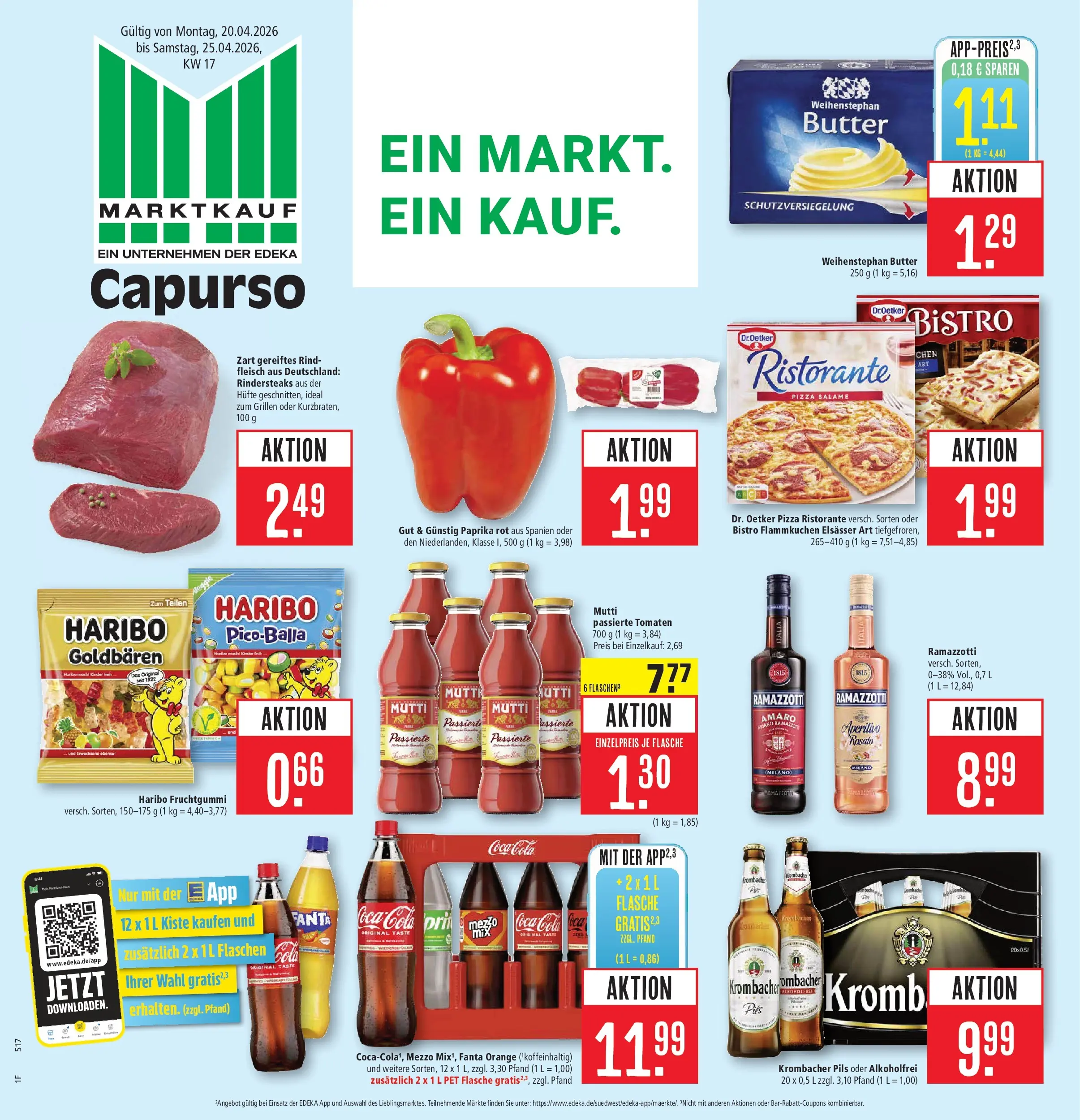 Marktkauf Prospekt Schorndorf	 (ab 20.04.2026) » Angebote online | Seite: 1 | Produkte: Haribo, Butter, Paprika rot, Krombacher