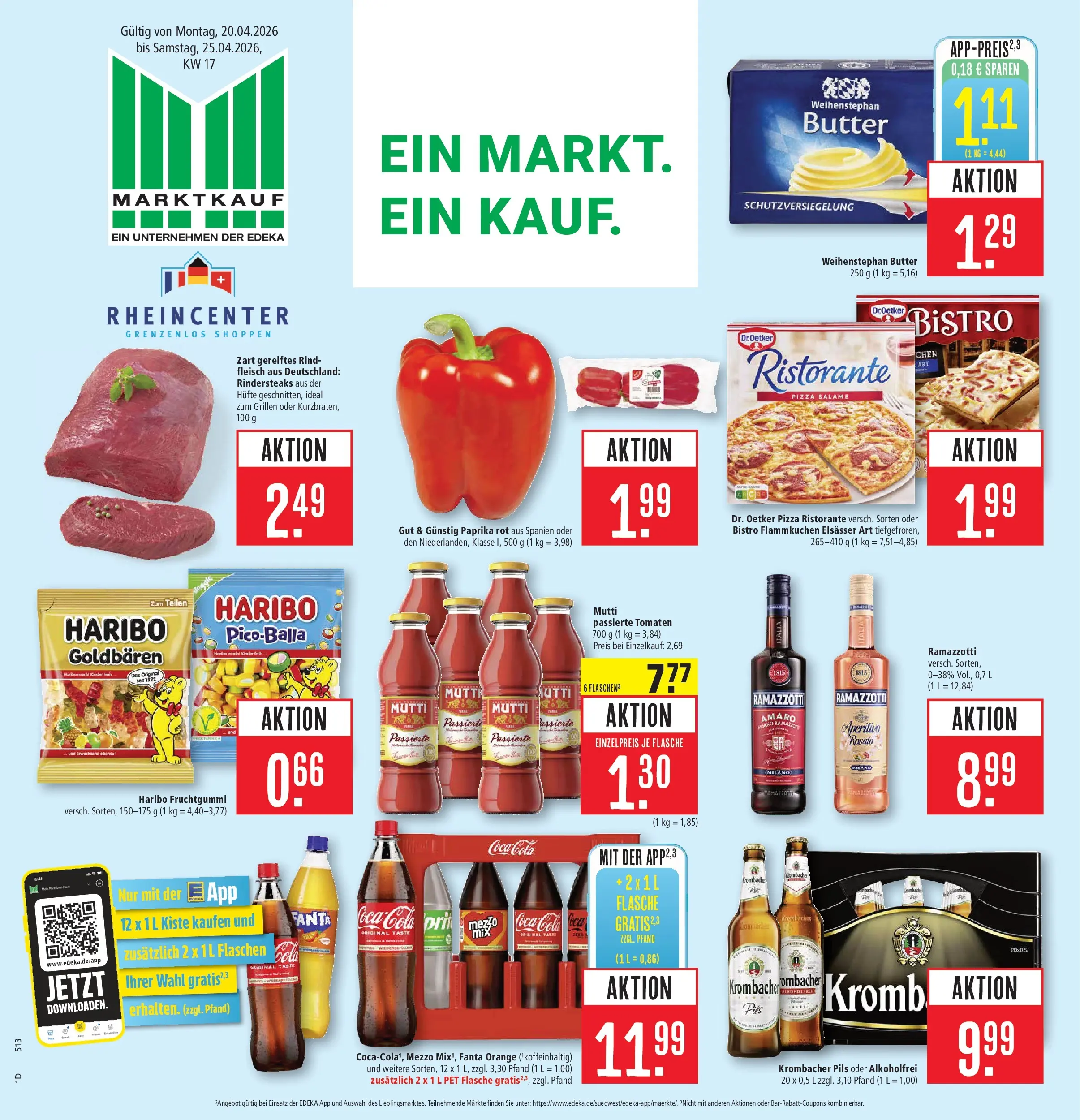 Marktkauf Prospekt Weil Am Rhein	 (ab 20.04.2026) » Angebote online | Seite: 1 | Produkte: Coca cola, Cola, Weihenstephan butter, Ramazzotti