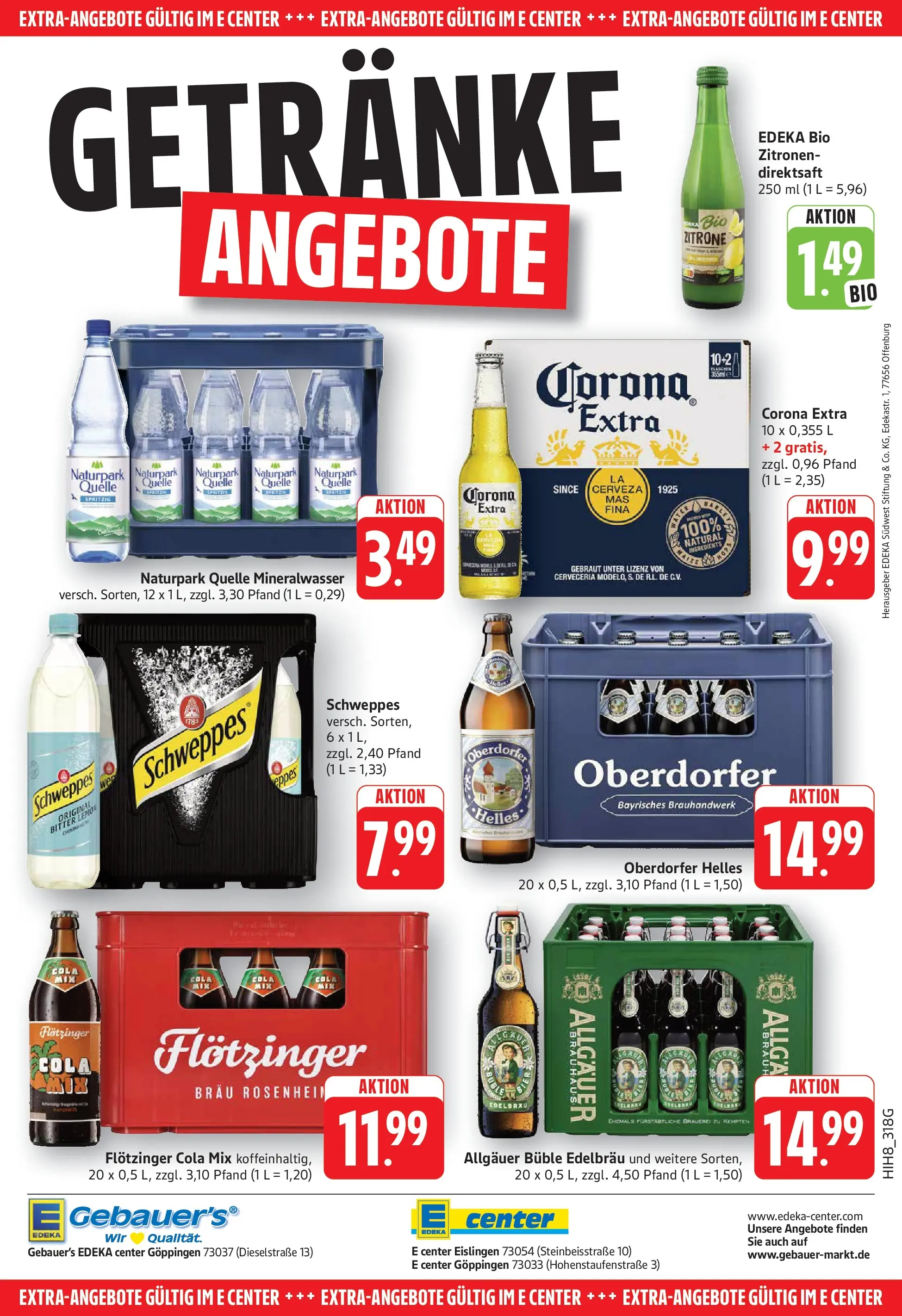 E center Prospekt Göppingen	 (ab 20.04.2026) zum Blättern | Seite: 32 | Produkte: Cola, Schweppes, Mineralwasser, Zitronen
