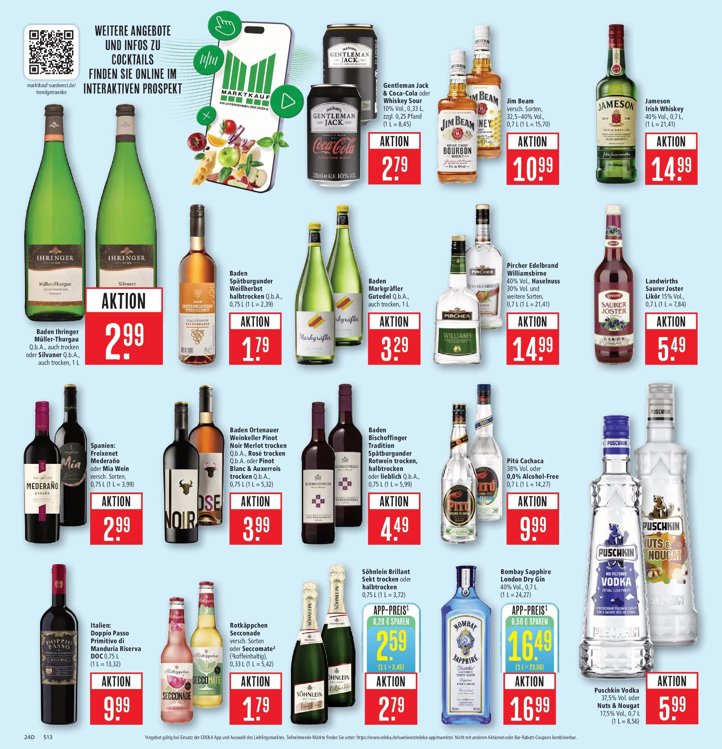 Marktkauf Prospekt Weil Am Rhein	 (ab 20.04.2026) » Angebote online | Seite: 34 | Produkte: Rotkäppchen, Vodka, Bourbon, Whiskey