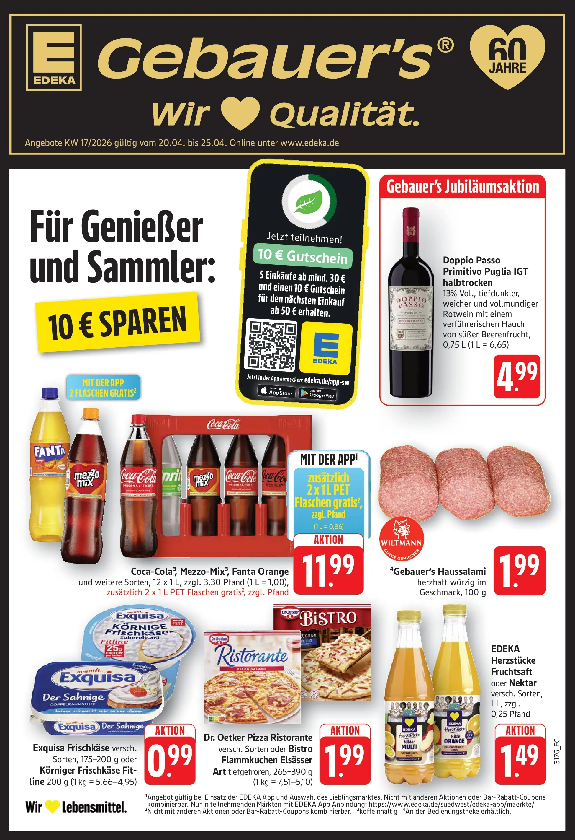 Angebote (ab 20.04.2026) zum Blättern | Seite: 1 | Produkte: Ristorante, Fanta, Exquisa frischkase, Exquisa