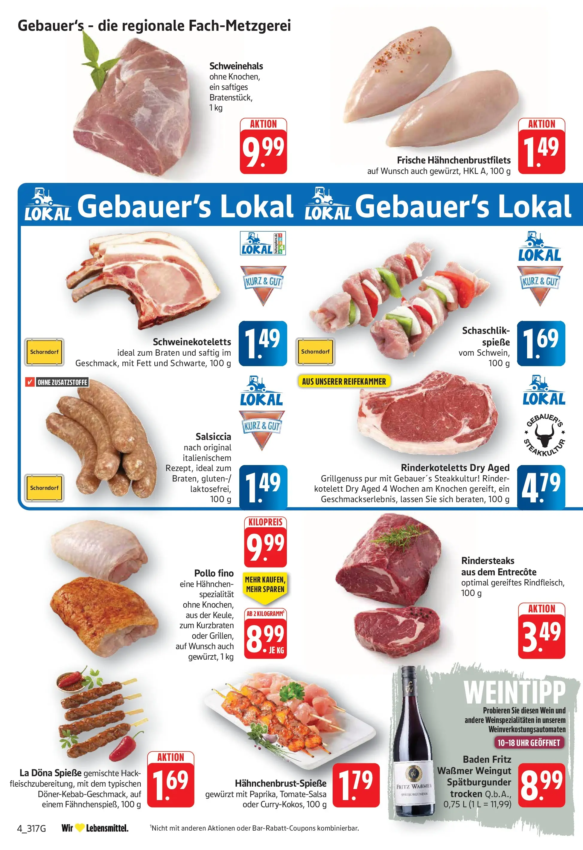 Angebote (ab 20.04.2026) zum Blättern | Seite: 4 | Produkte: Hahnchen, Spieße, Entrecote, Wein