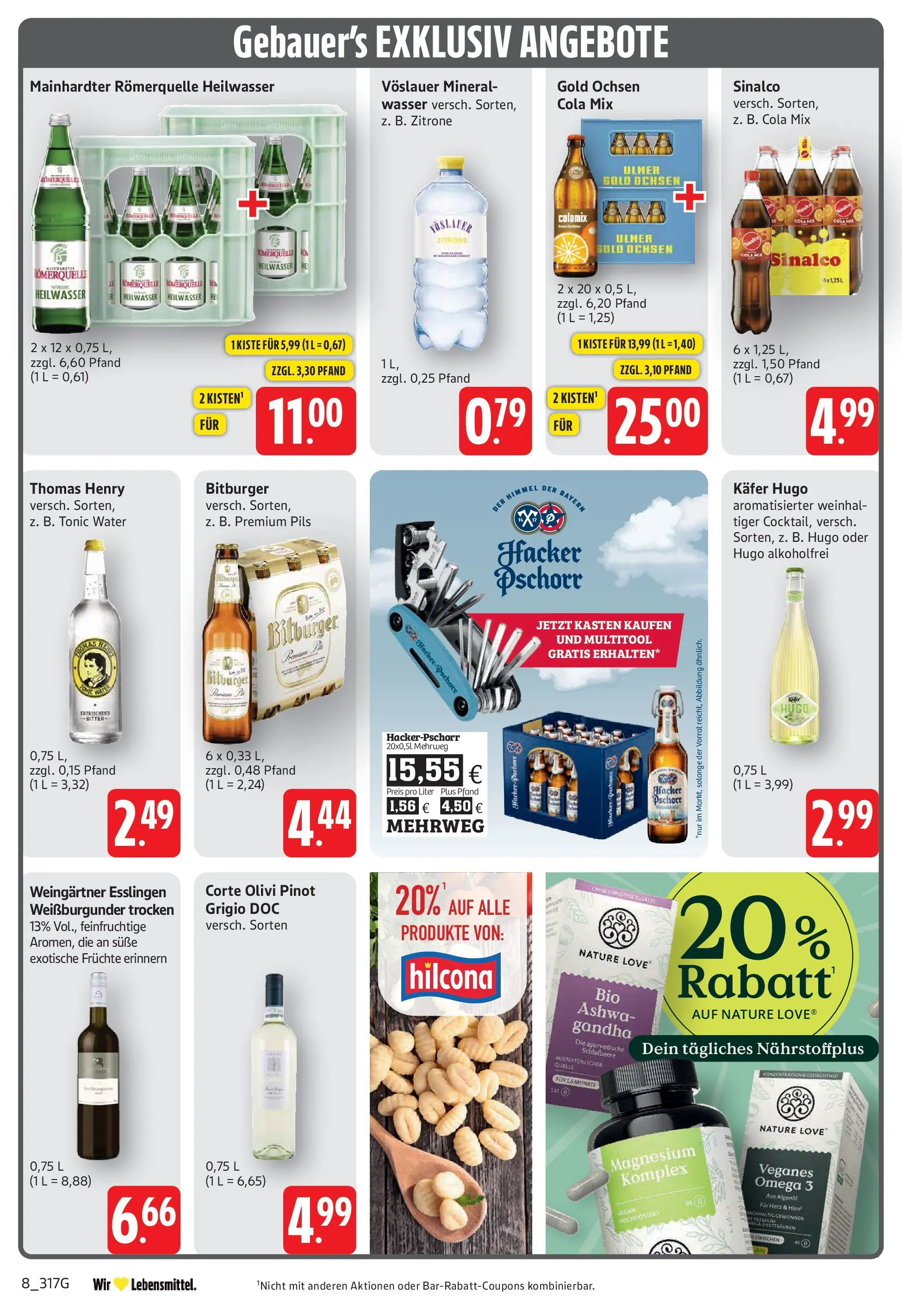 Angebote (ab 20.04.2026) zum Blättern | Seite: 8 | Produkte: Sinalco, Bitburger, Wasser, Hugo