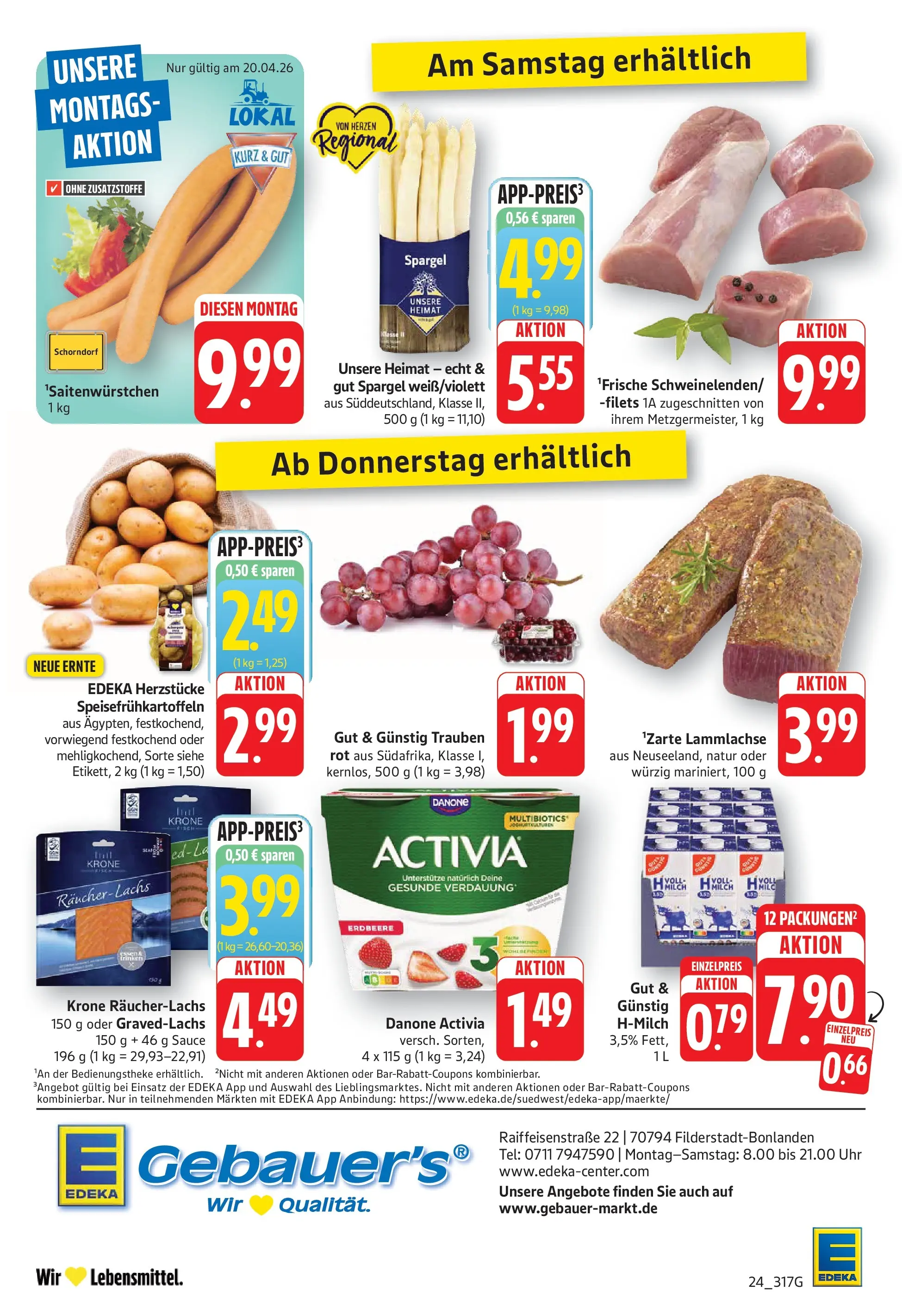 Angebote (ab 20.04.2026) zum Blättern | Seite: 24 | Produkte: Danone activia, Spargel, Räucherlachs, Uhr